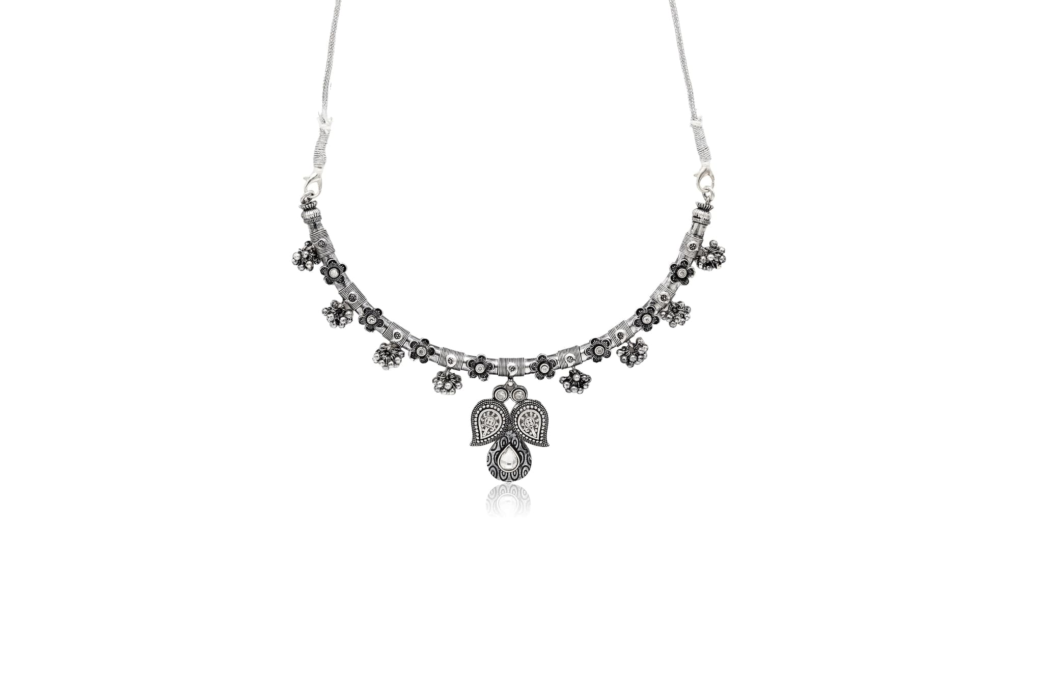 SILVER GHUNGROO NECKLACE SET