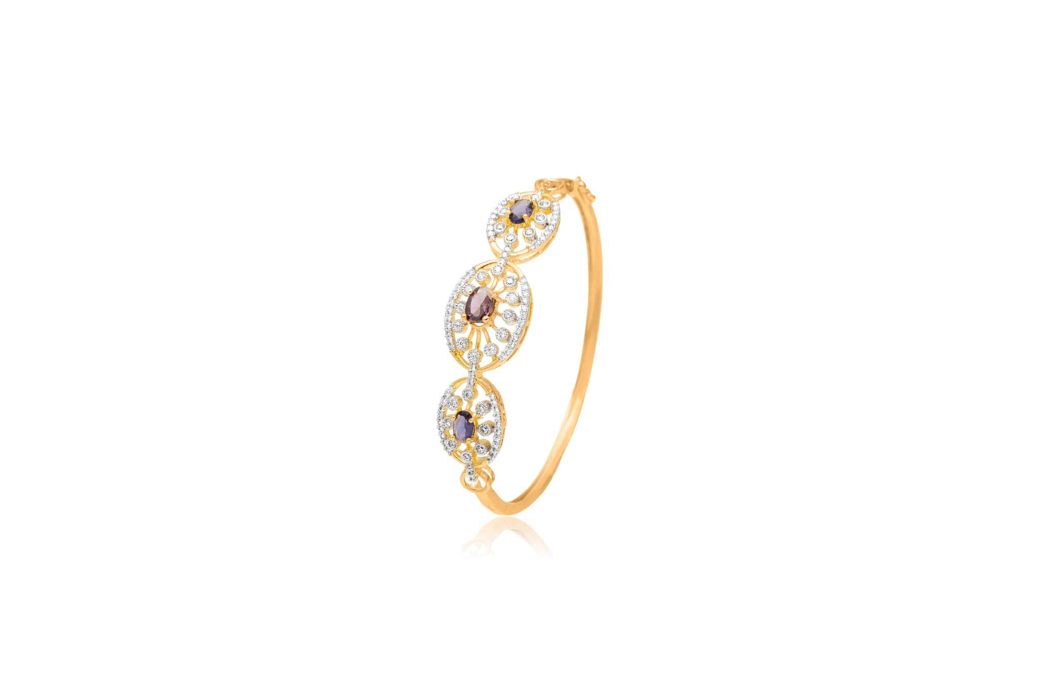 TRI- ELEGANCE DIAMOND BANGLE (18K WITH NATURAL DIAMONDS)