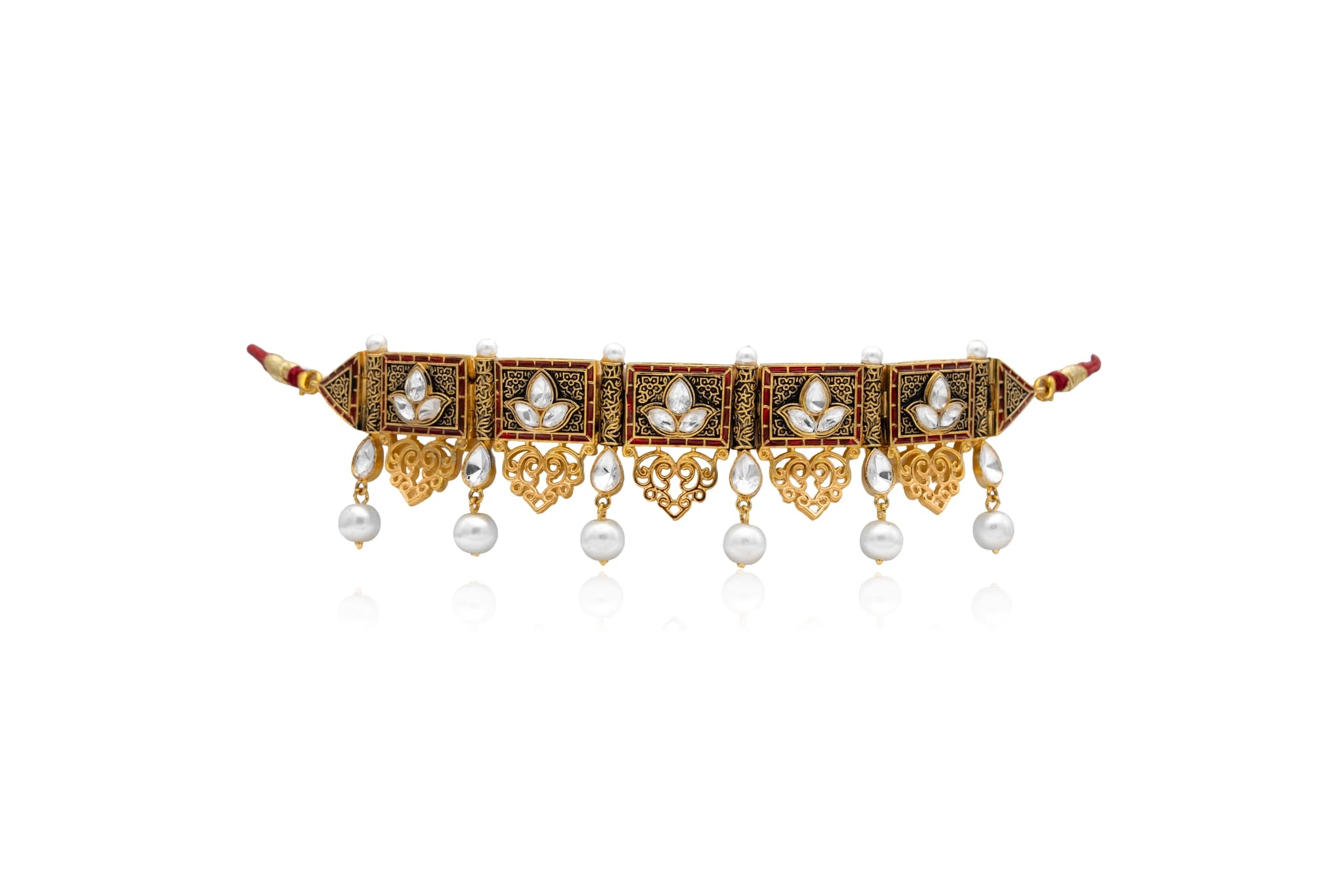 ANTIQUE FINISH GOLD CHOKER NECKLACE SET
