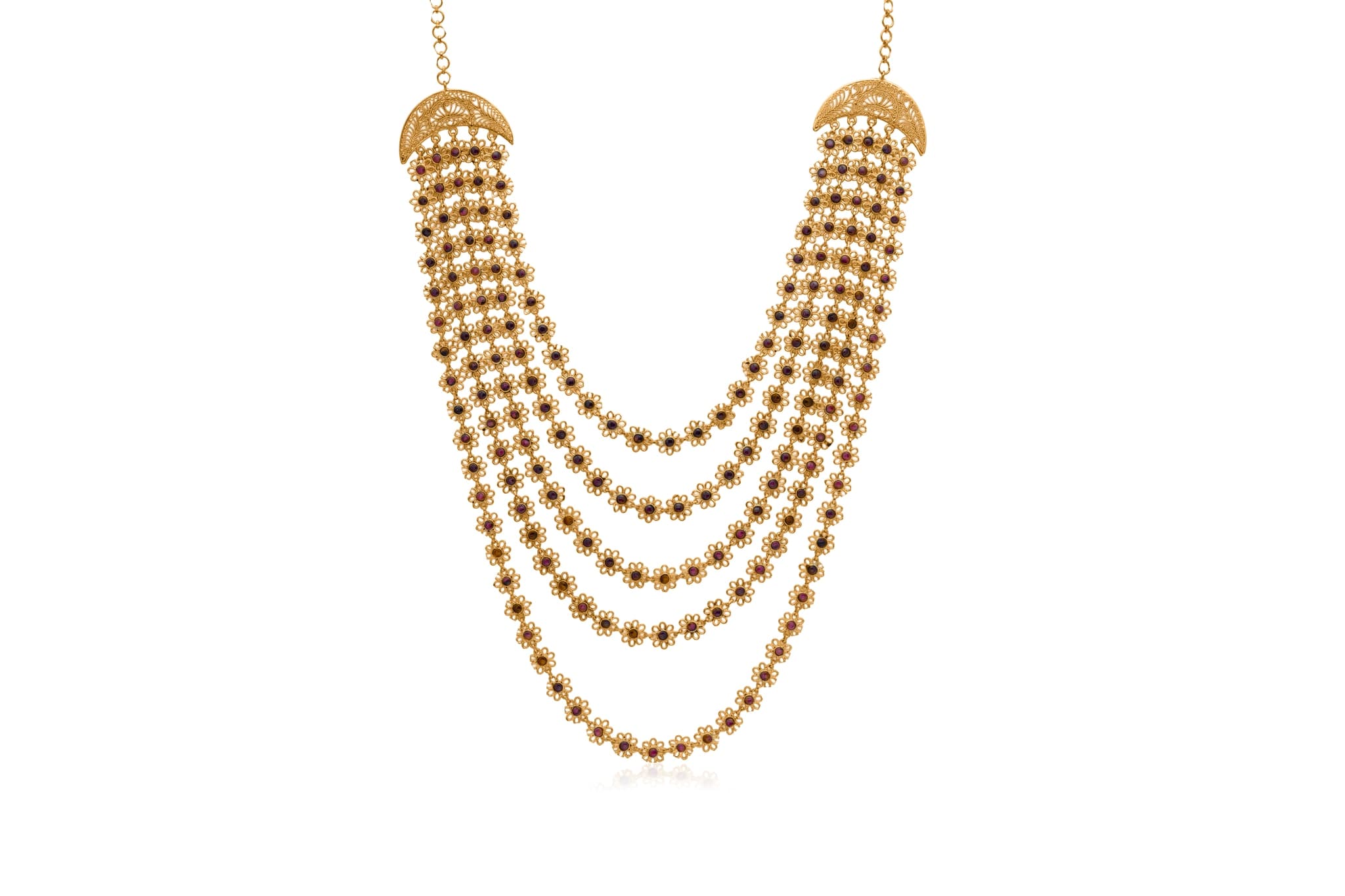 FLORAL STATEMENT SILVER NECKLACE