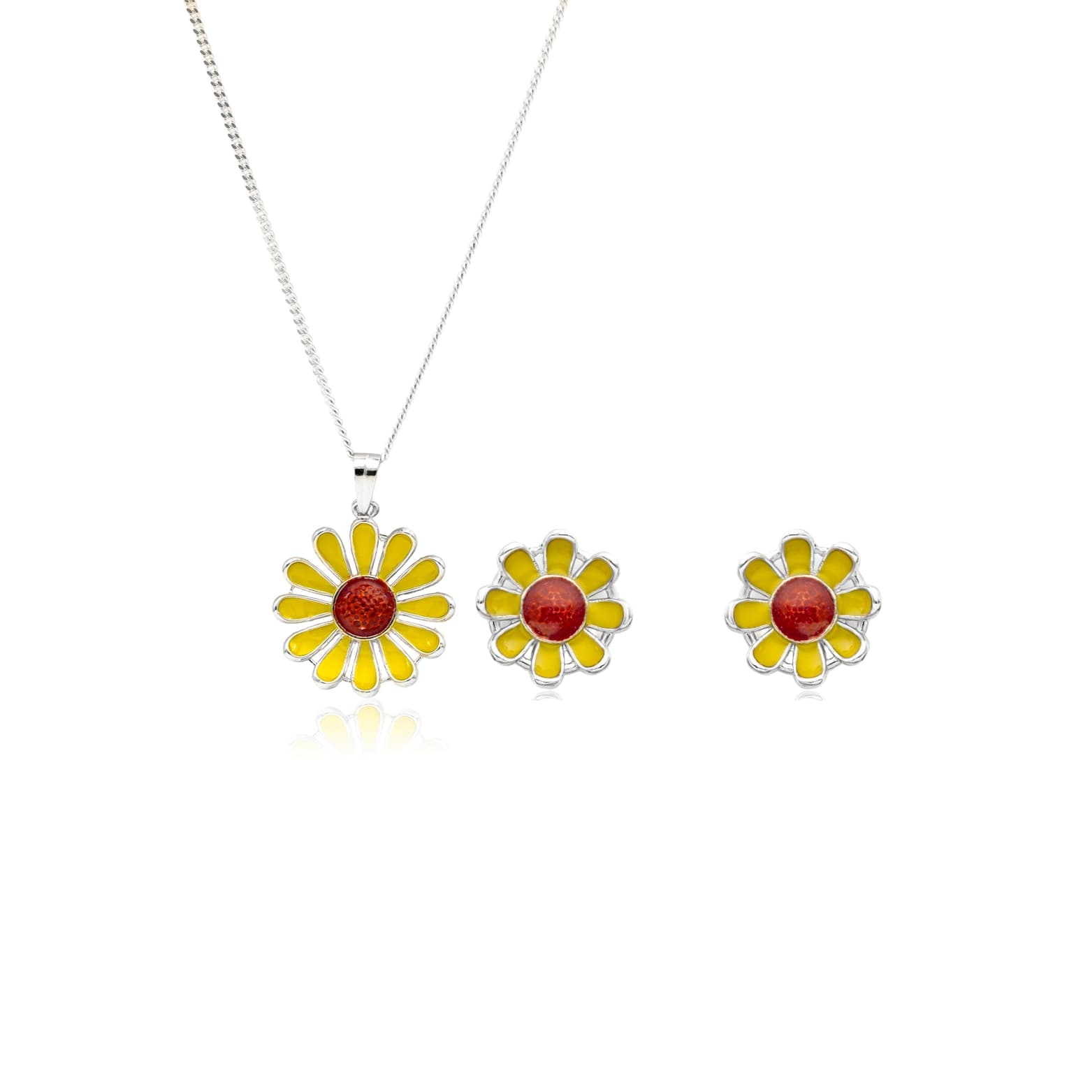 BEAUTIFUL DAISY SILVER PENDANT SET