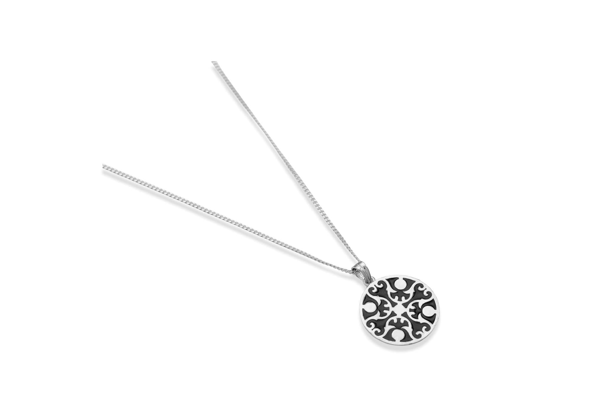 CLASSIC MEENAKARI ROUND SILVER PENDANT