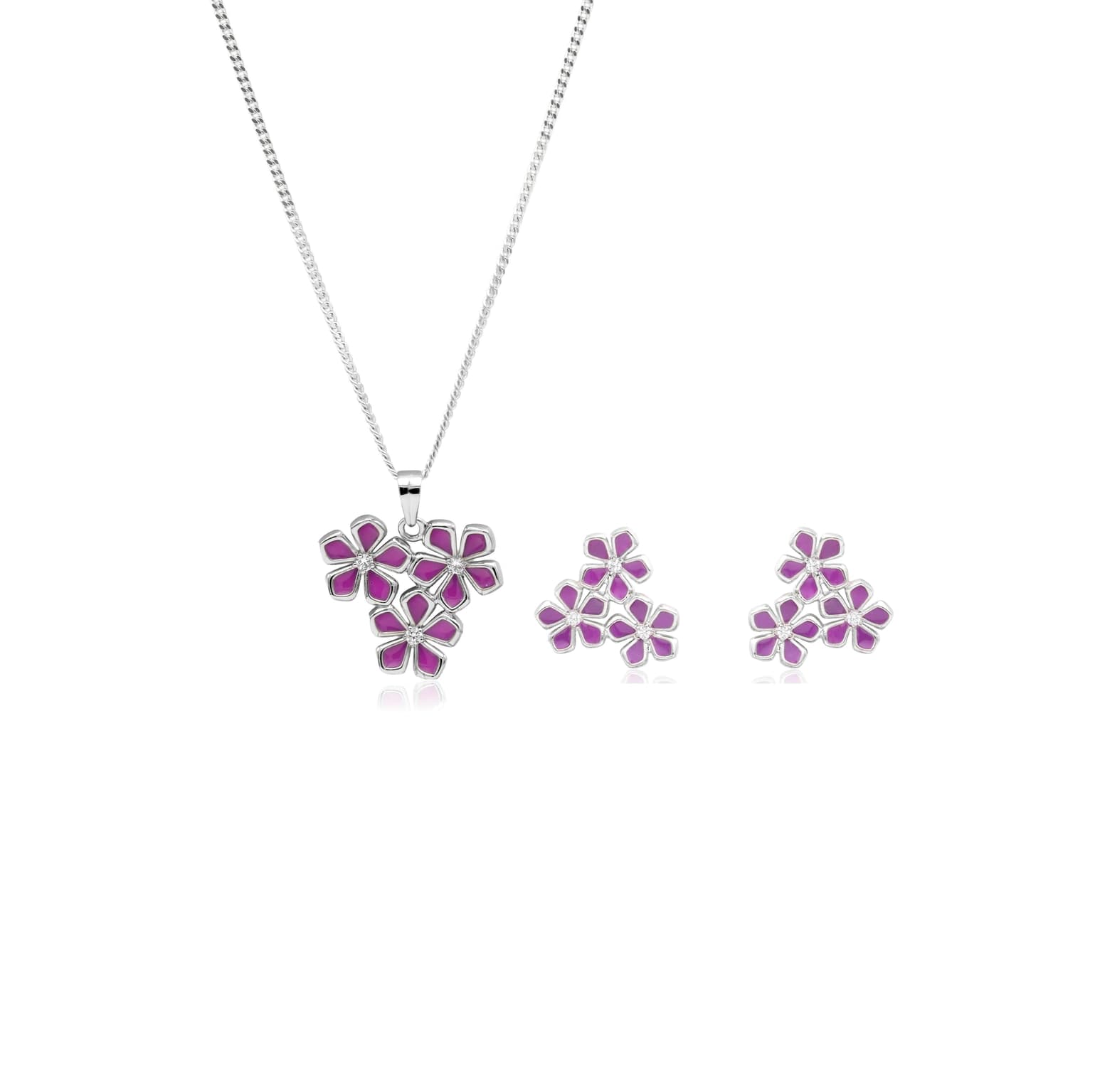 FLORAL BOUQUET SILVER PENDANT SET
