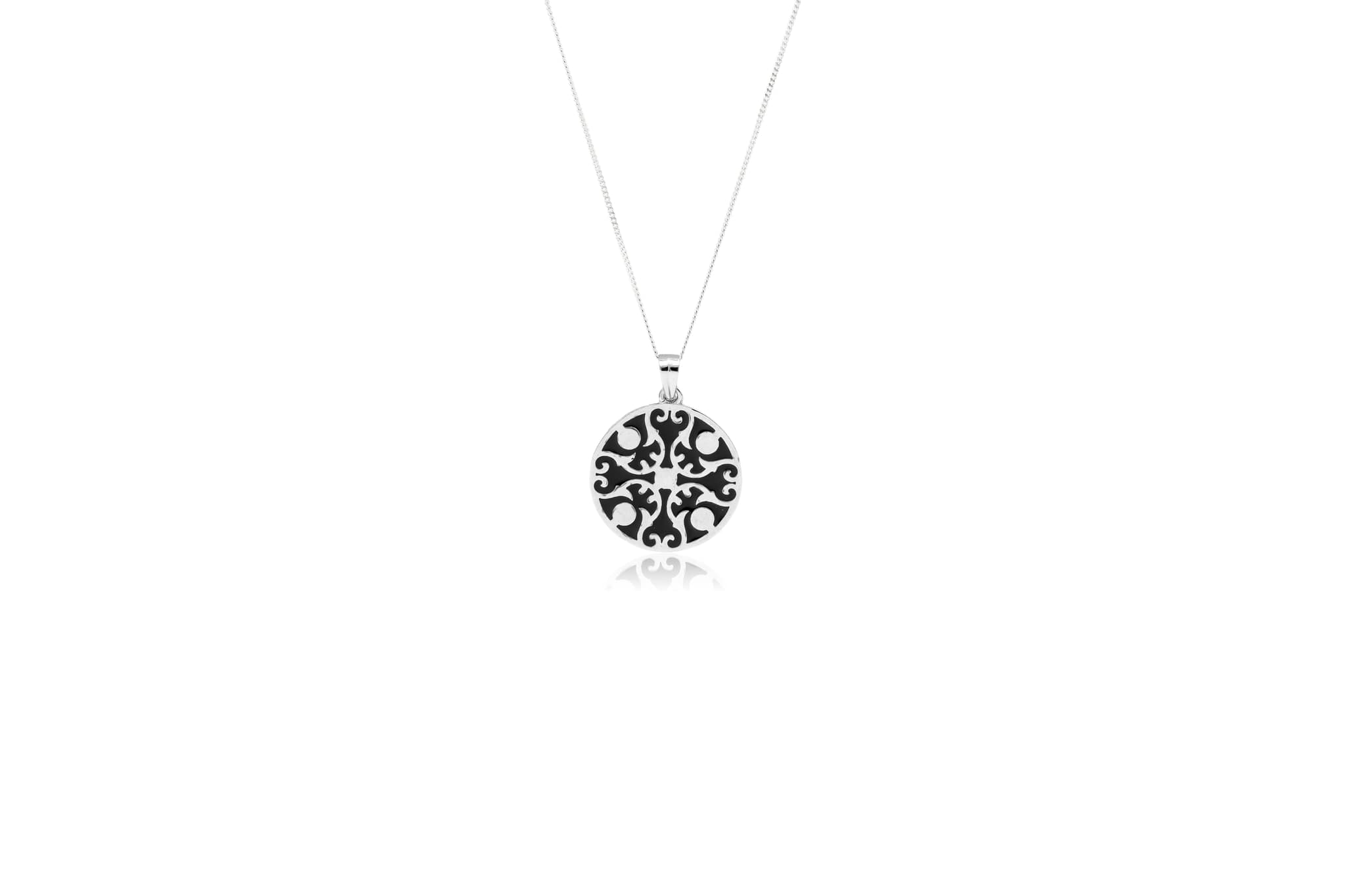 CLASSIC MEENAKARI ROUND SILVER PENDANT