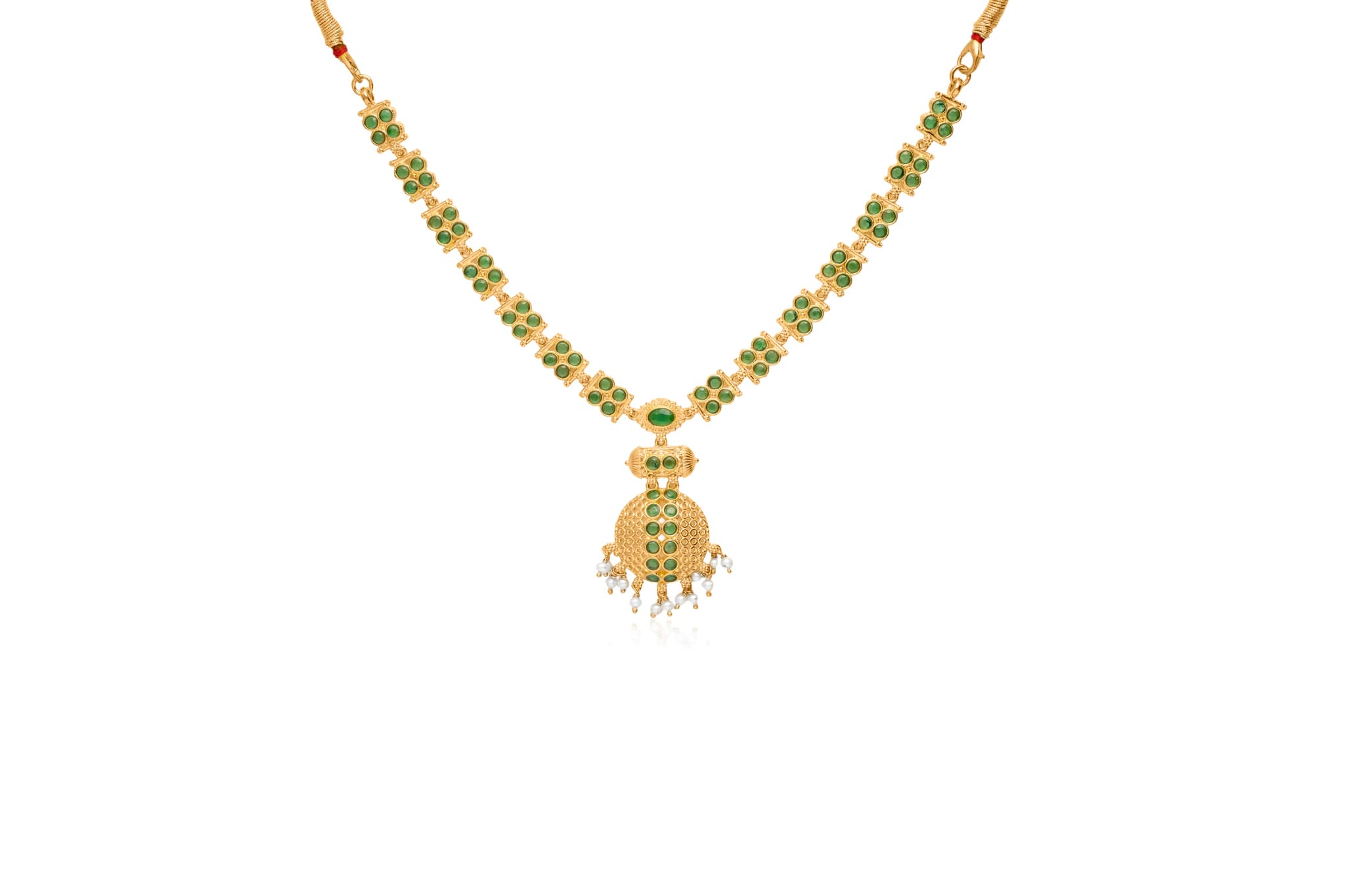 GREEN GARLAND SILVER NECKLACE