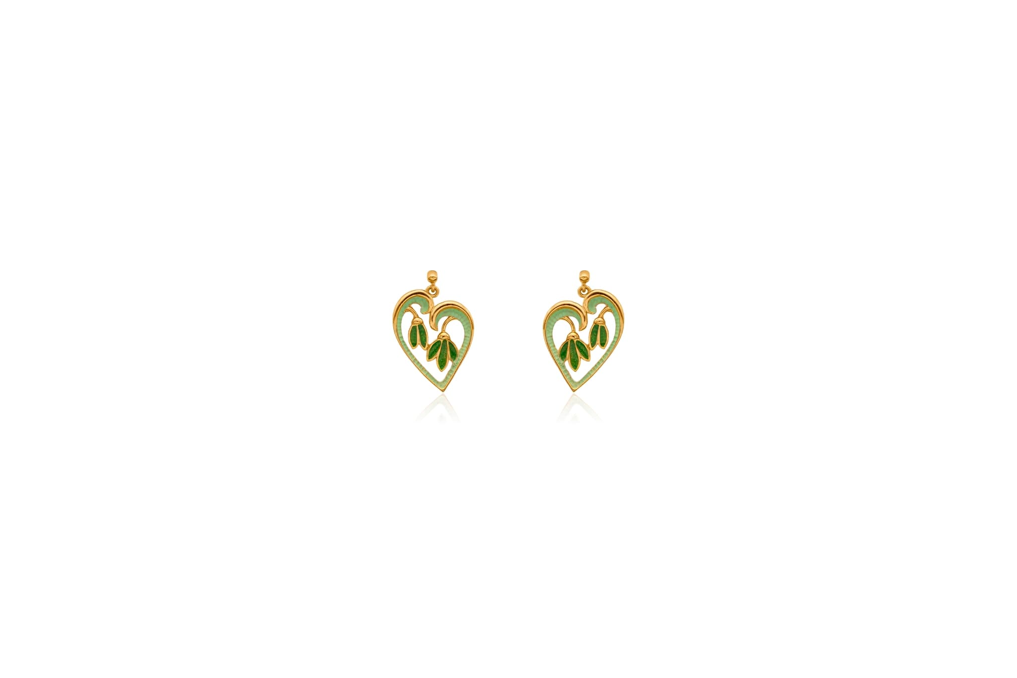 LEAF DROP HEART SILVER EARRINGS