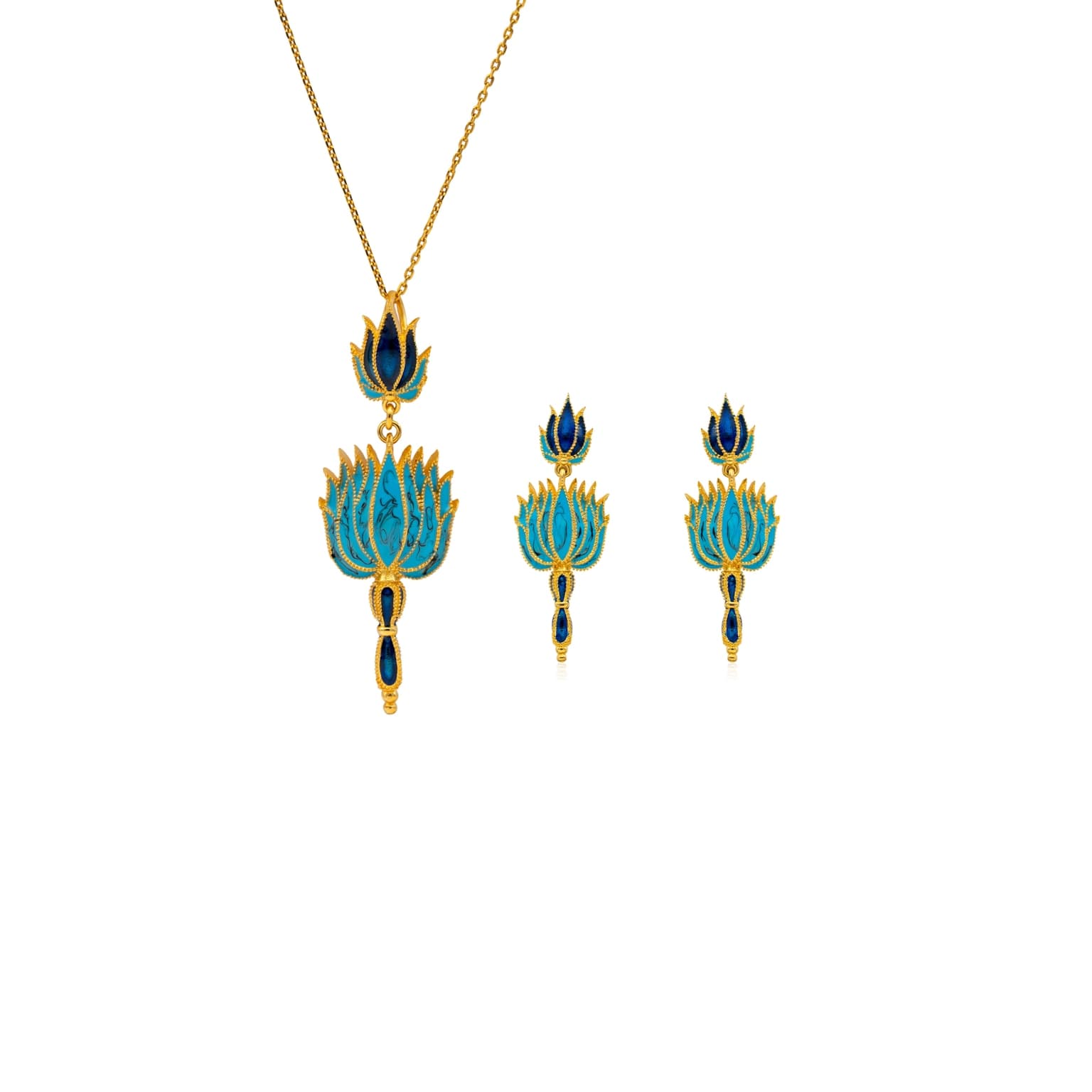 LOTUS FLOWER PENDANT SET