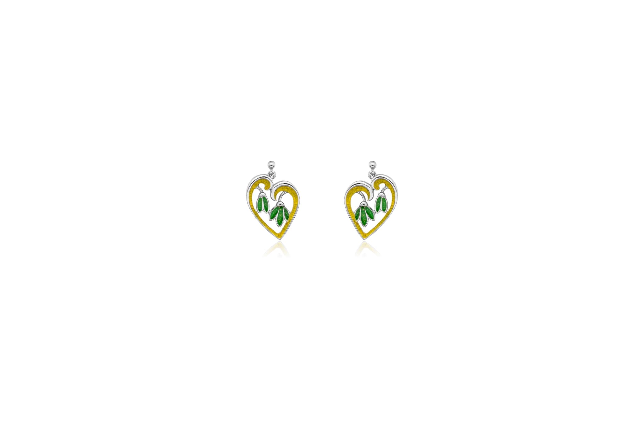 LEAF DROP HEART SILVER EARRINGS