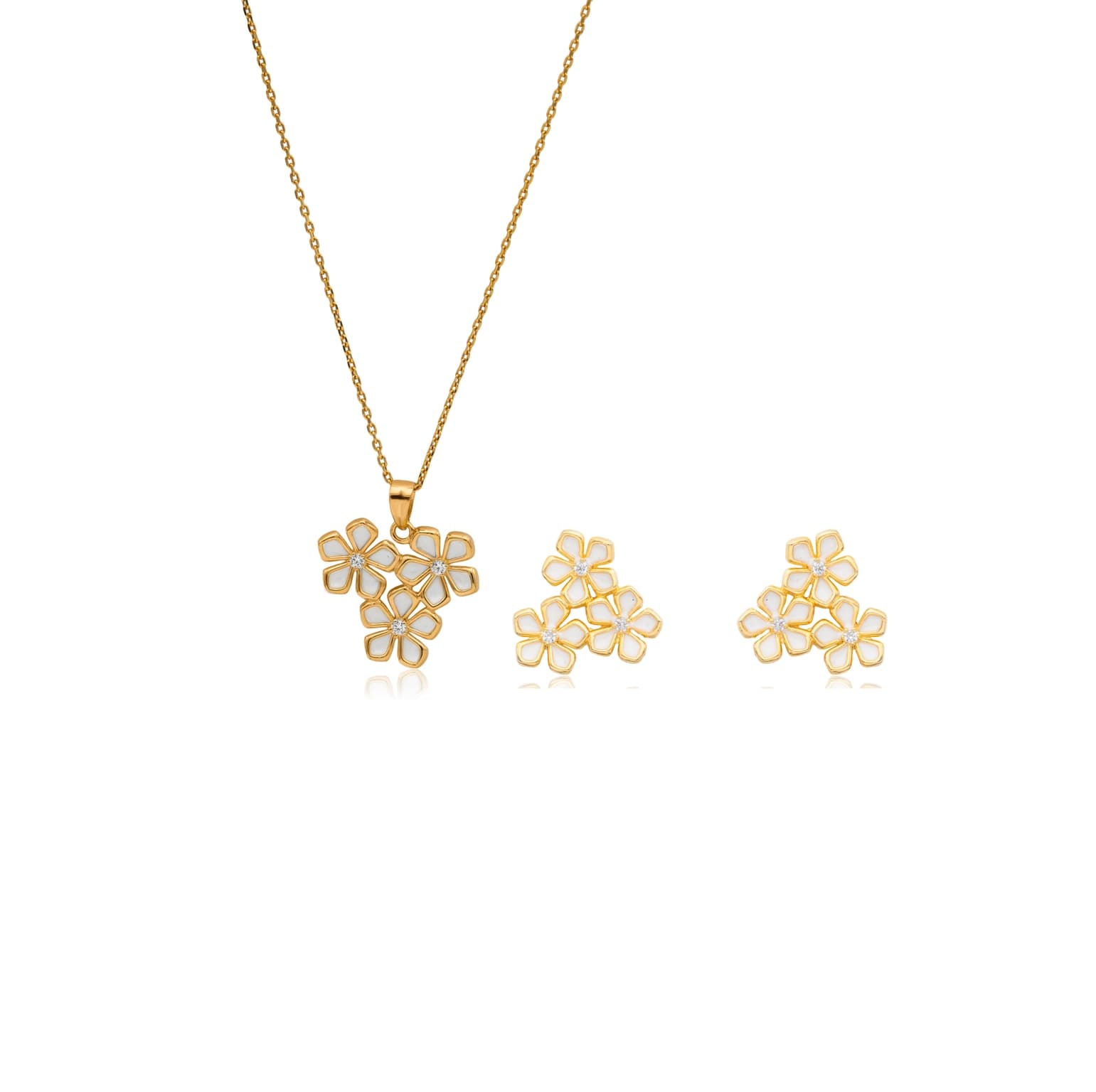 FLORAL BOUQUET SILVER PENDANT SET