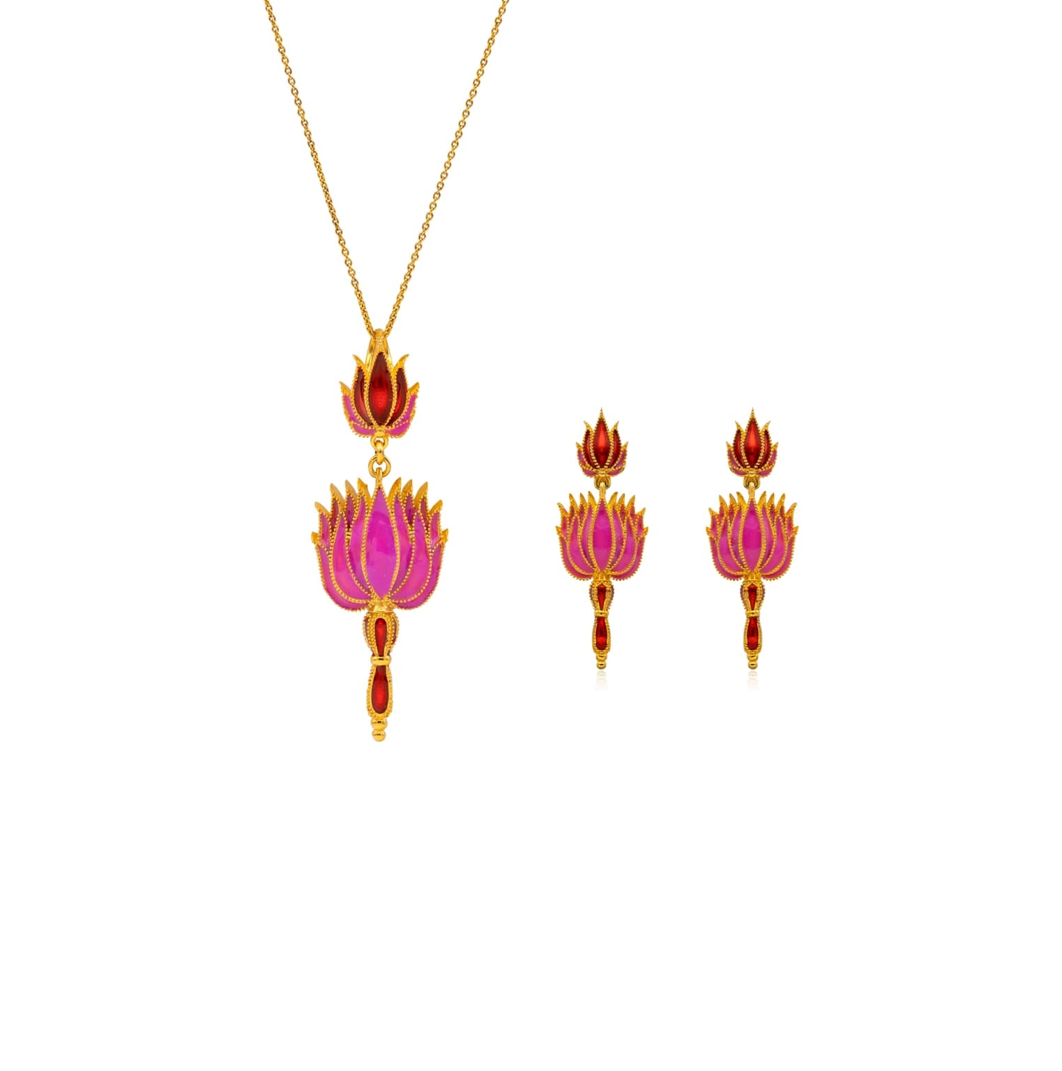 LOTUS FLOWER PENDANT SET