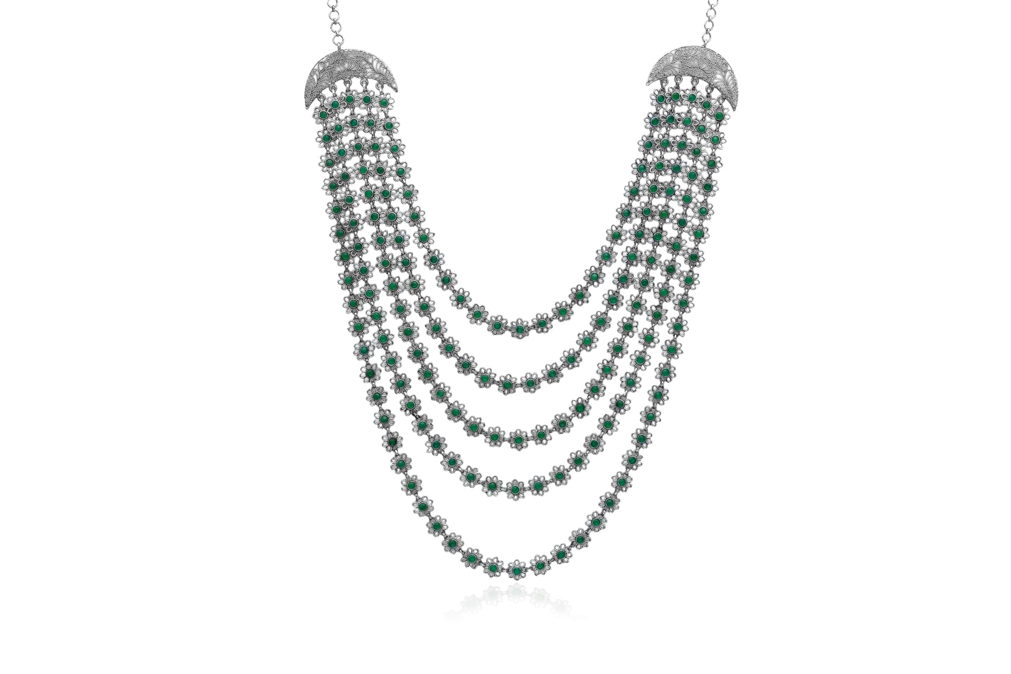 FLORAL STATEMENT SILVER NECKLACE