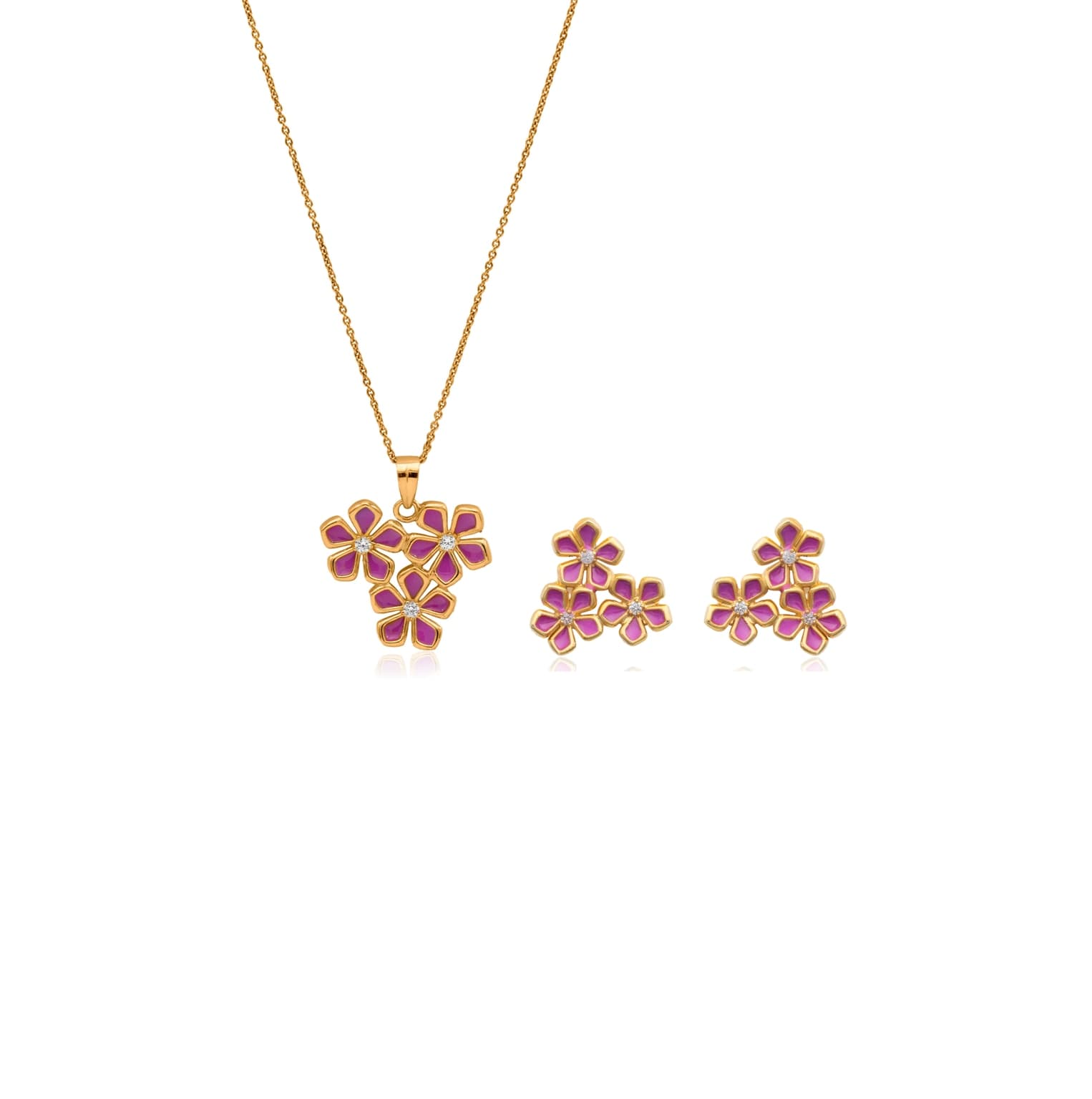 FLORAL BOUQUET SILVER PENDANT SET