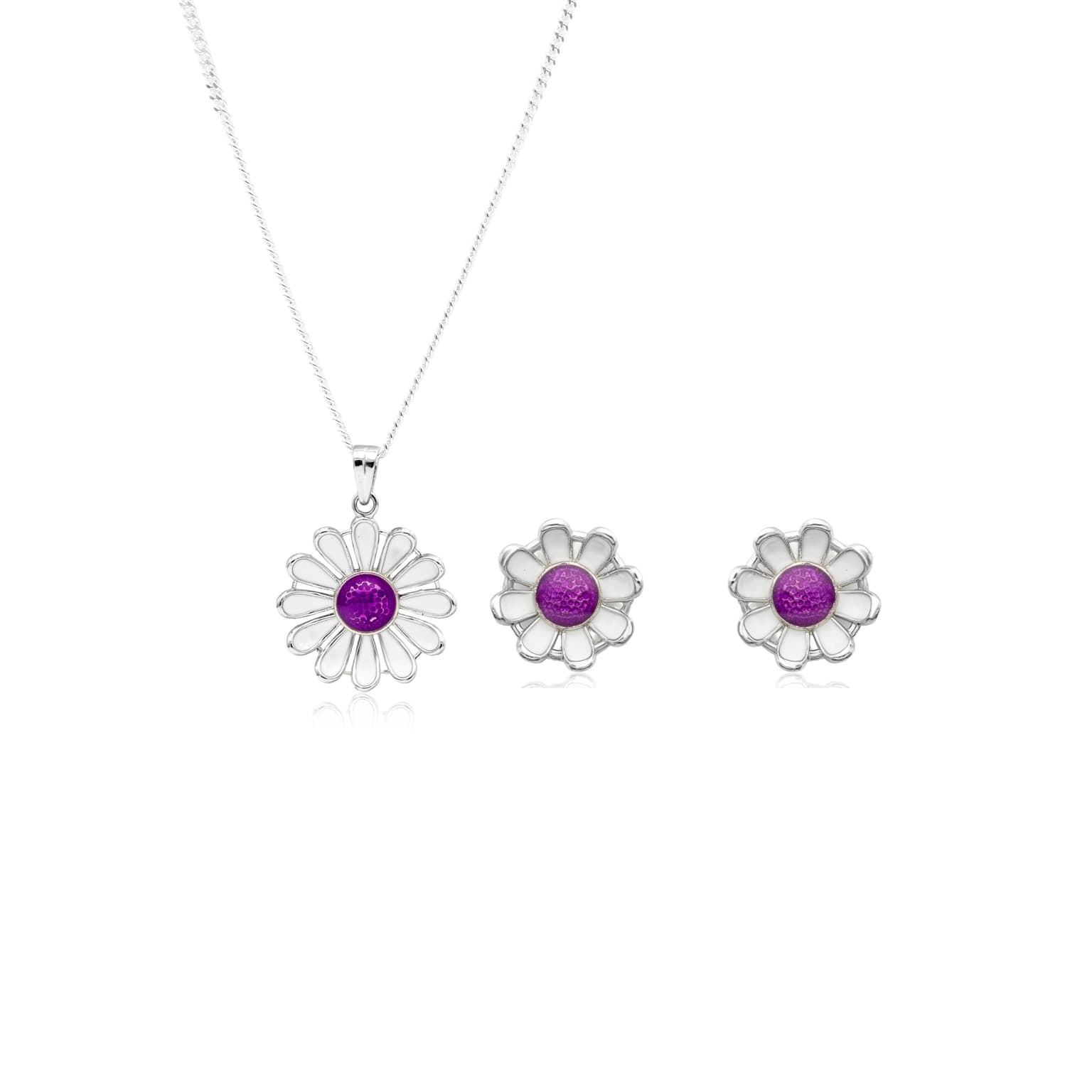 BEAUTIFUL DAISY SILVER PENDANT SET