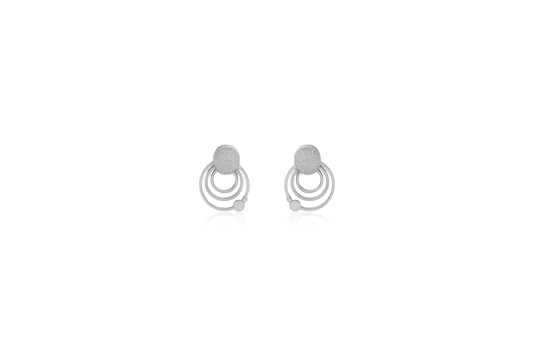 Three-Tiered Disc Silver Drop Earrings