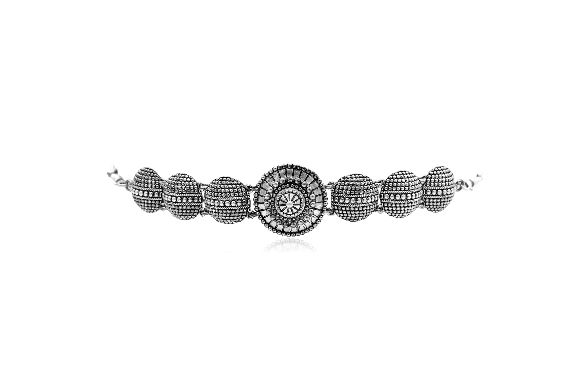 RAJWADA SILVER CHOKER NECKLACE