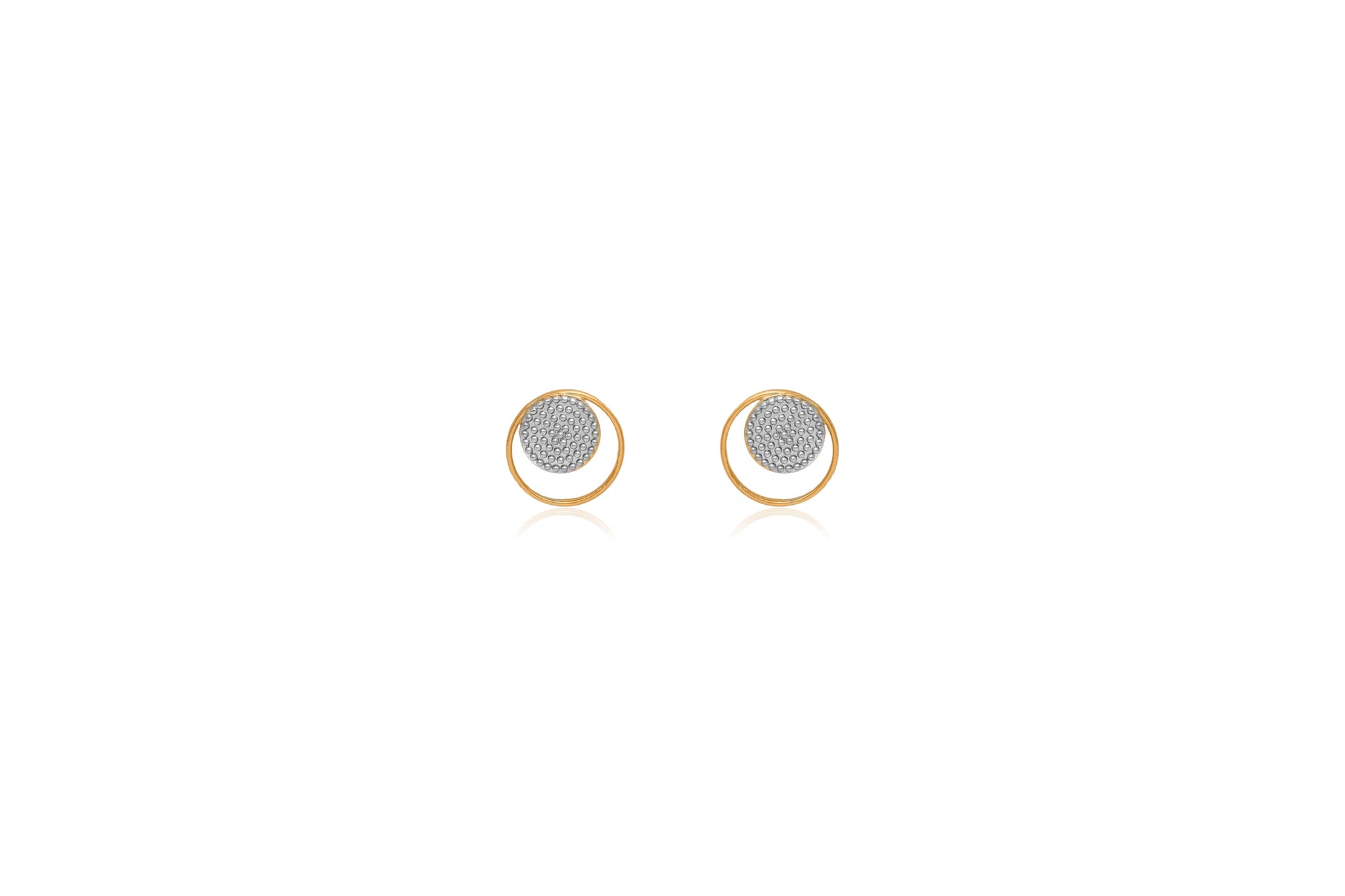 Dual Circular Ringed Silver Earrings