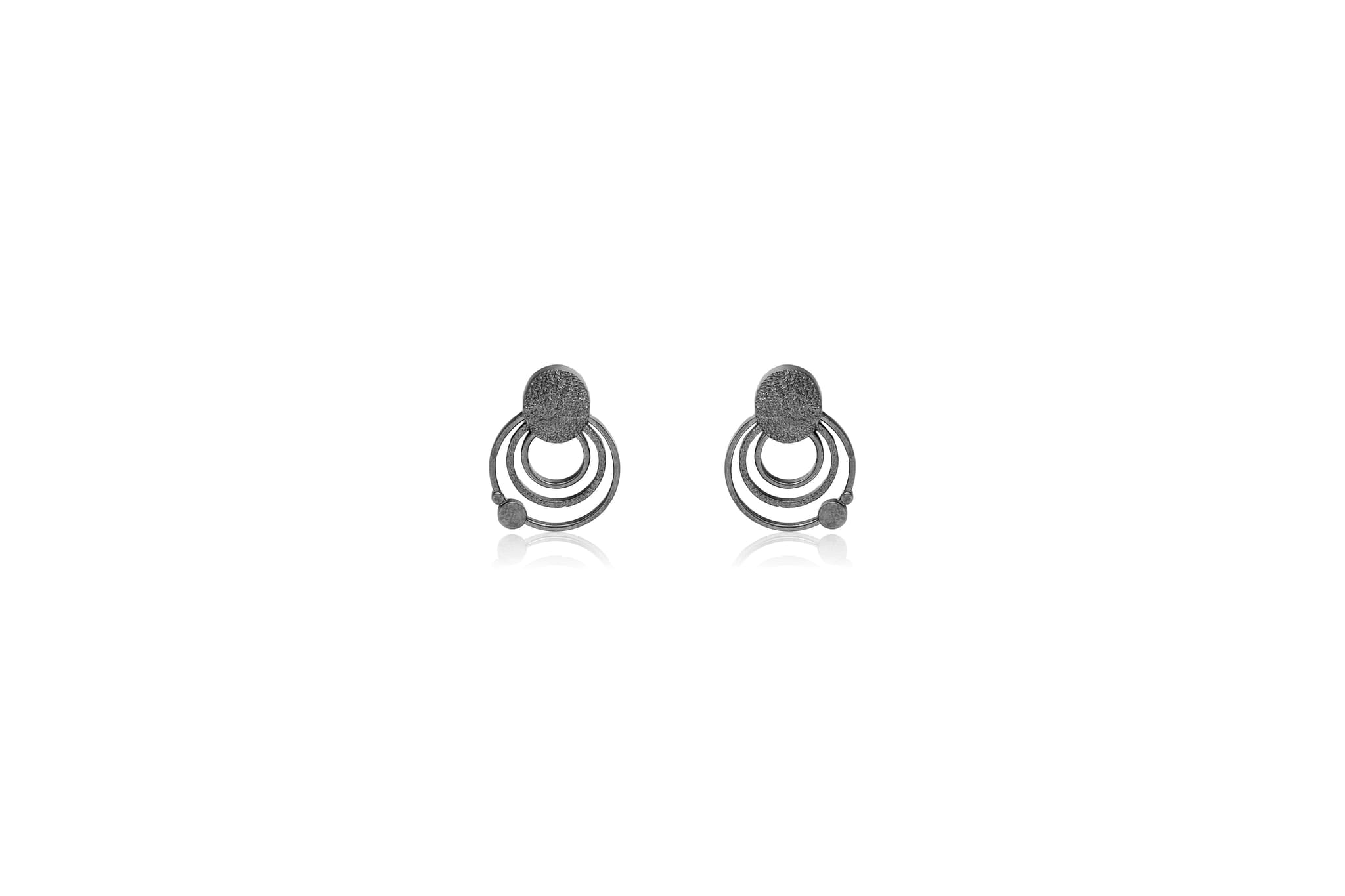 Three-tiered Disc Silver Drop Earrings