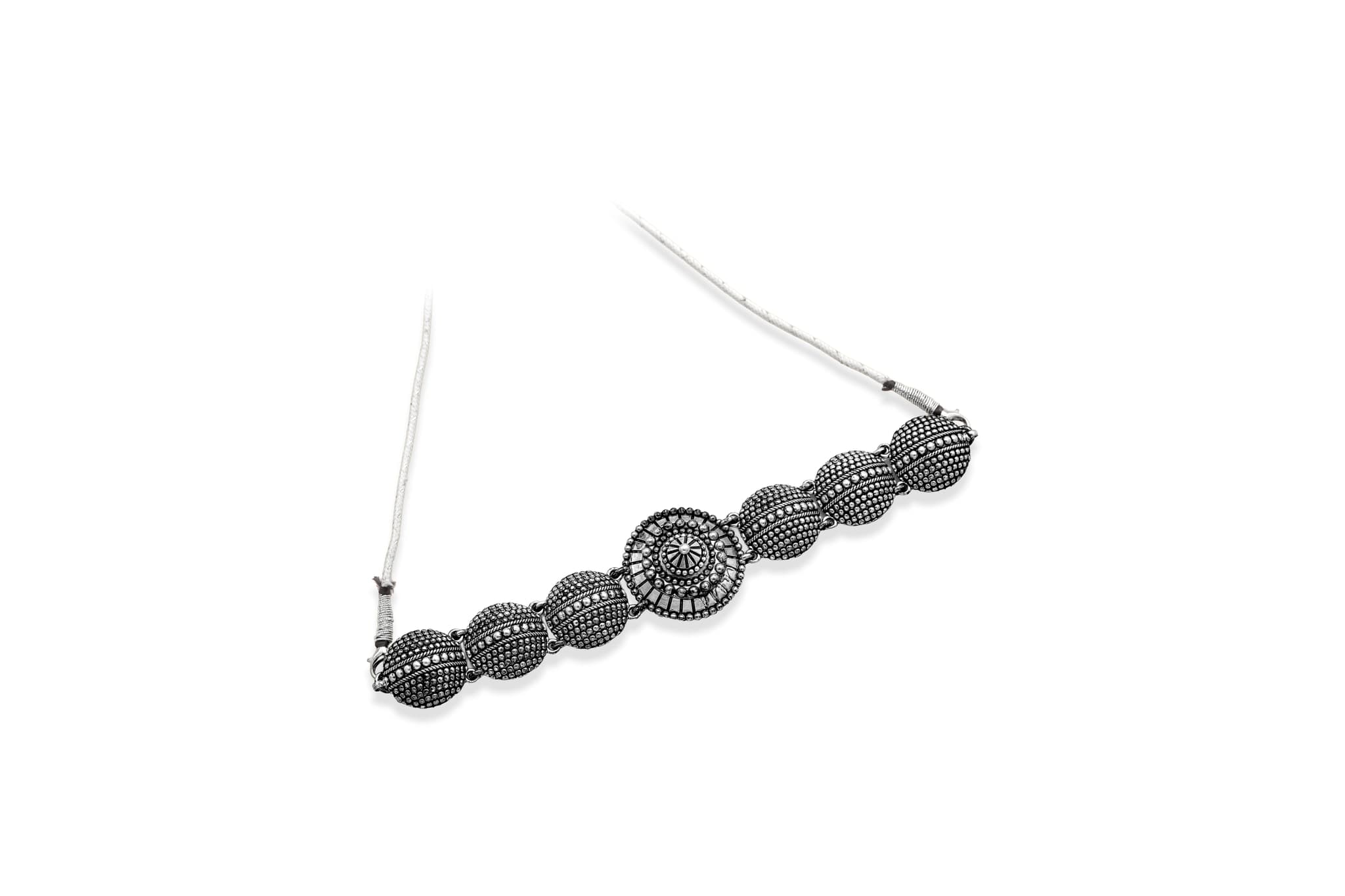 RAJWADA SILVER CHOKER NECKLACE