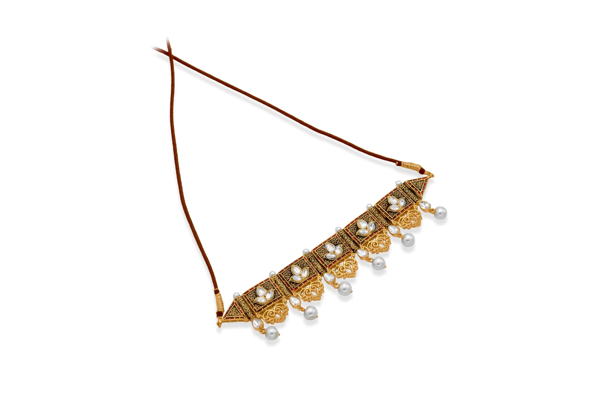 ANTIQUE FINISH GOLD CHOKER NECKLACE SET