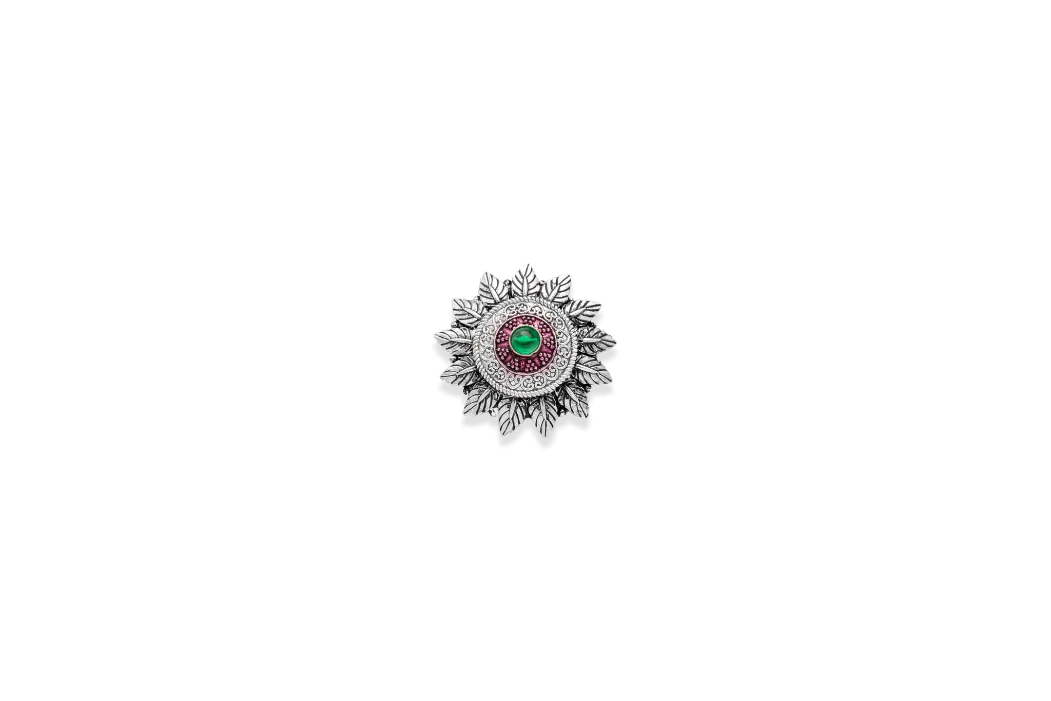LEAF HALO SILVER RING