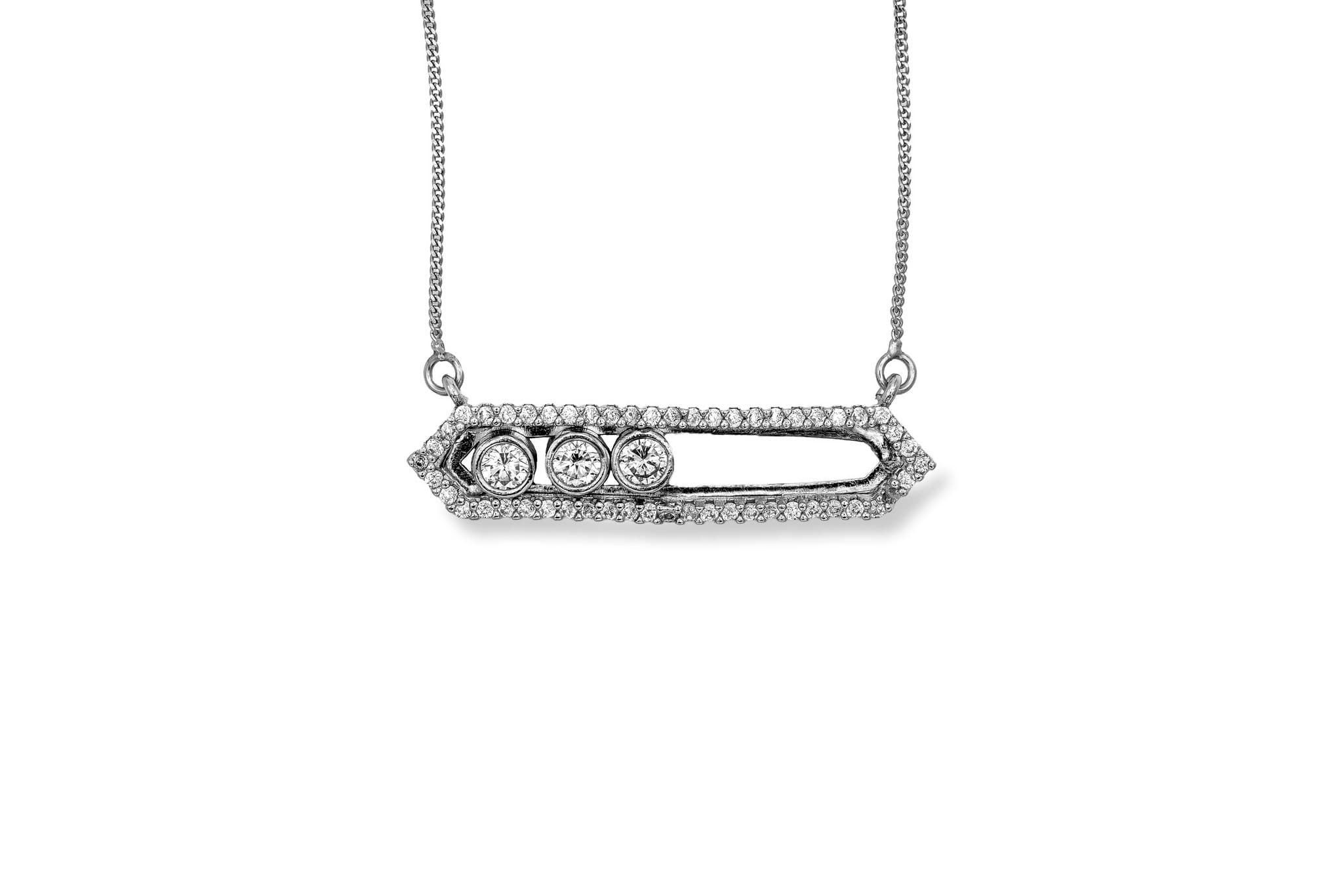 SILVER THREE STONE BAR