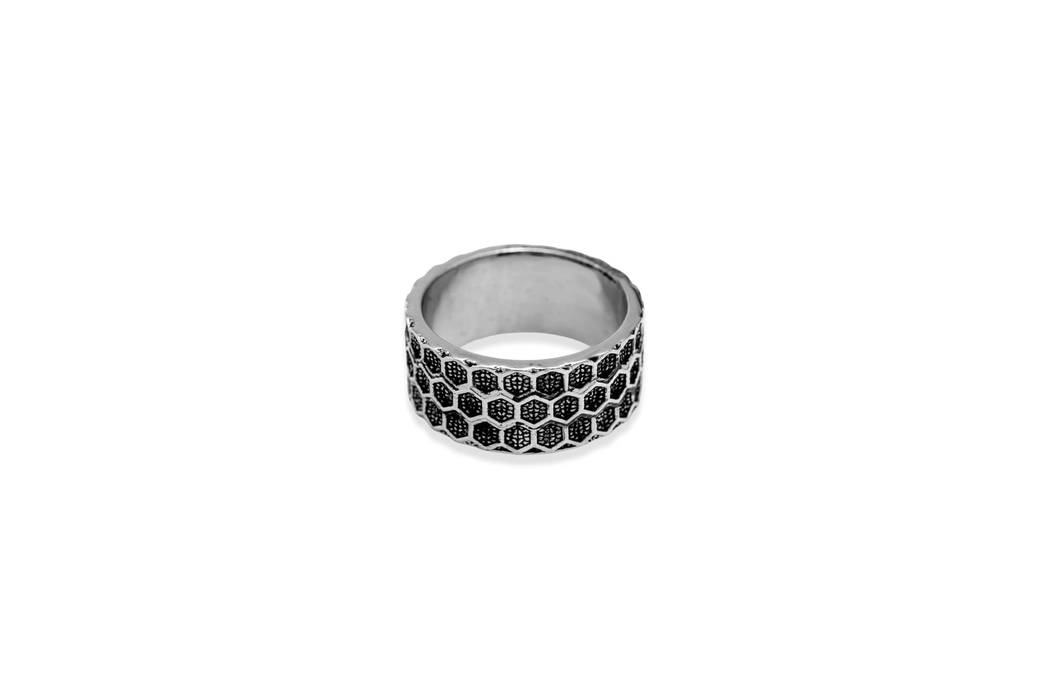 ARCHITECTURAL HIVE SILVER RING