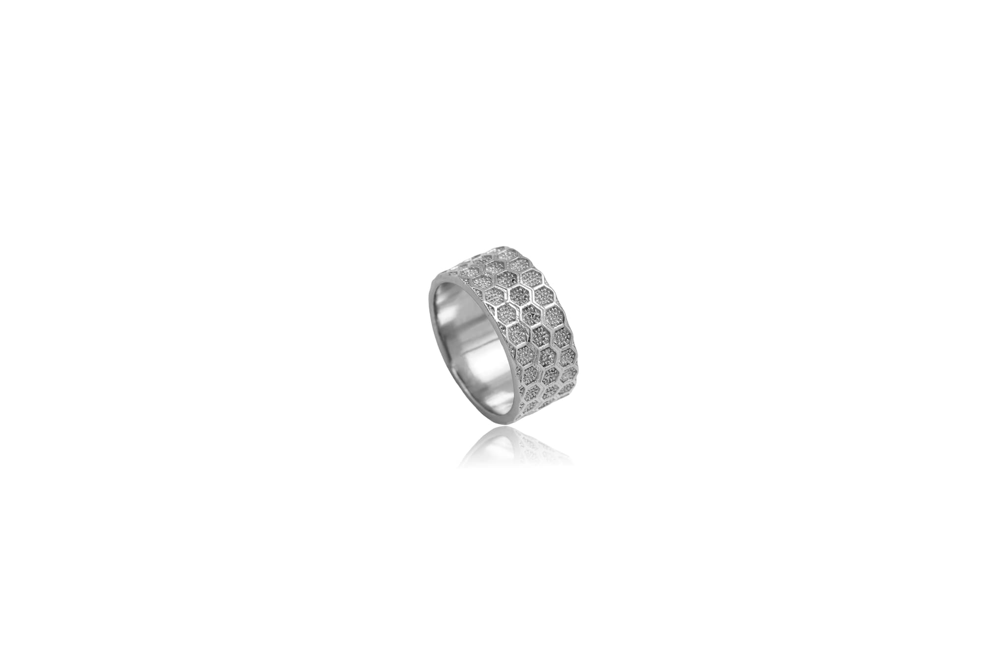 ARCHITECTURAL HIVE SILVER RING
