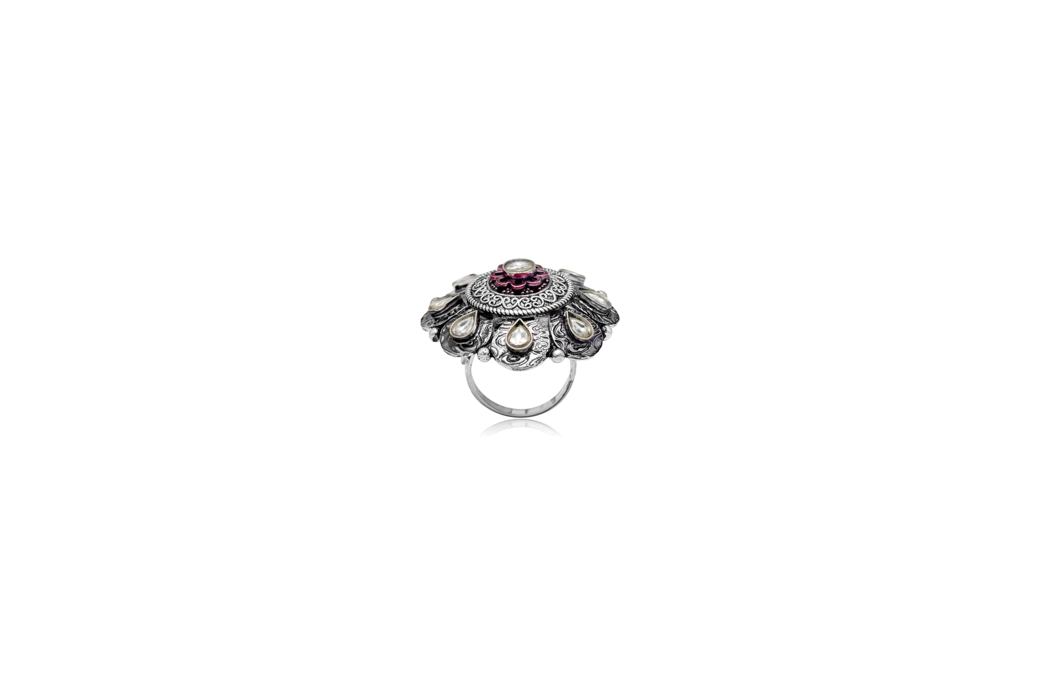 PRISTINE KUNDAN SILVER RING