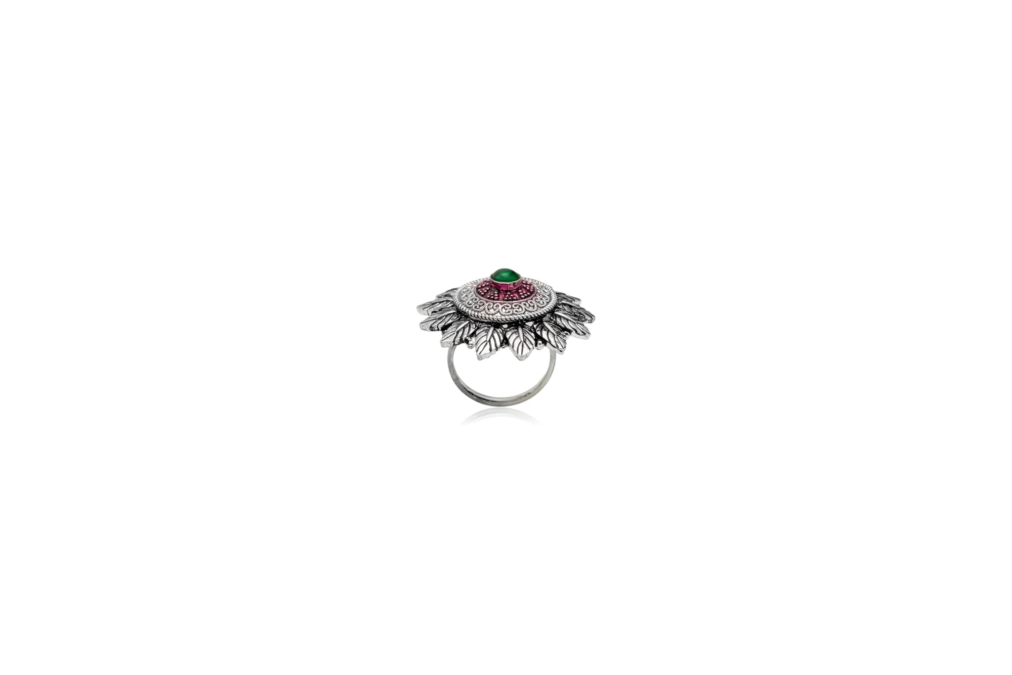 LEAF HALO SILVER RING