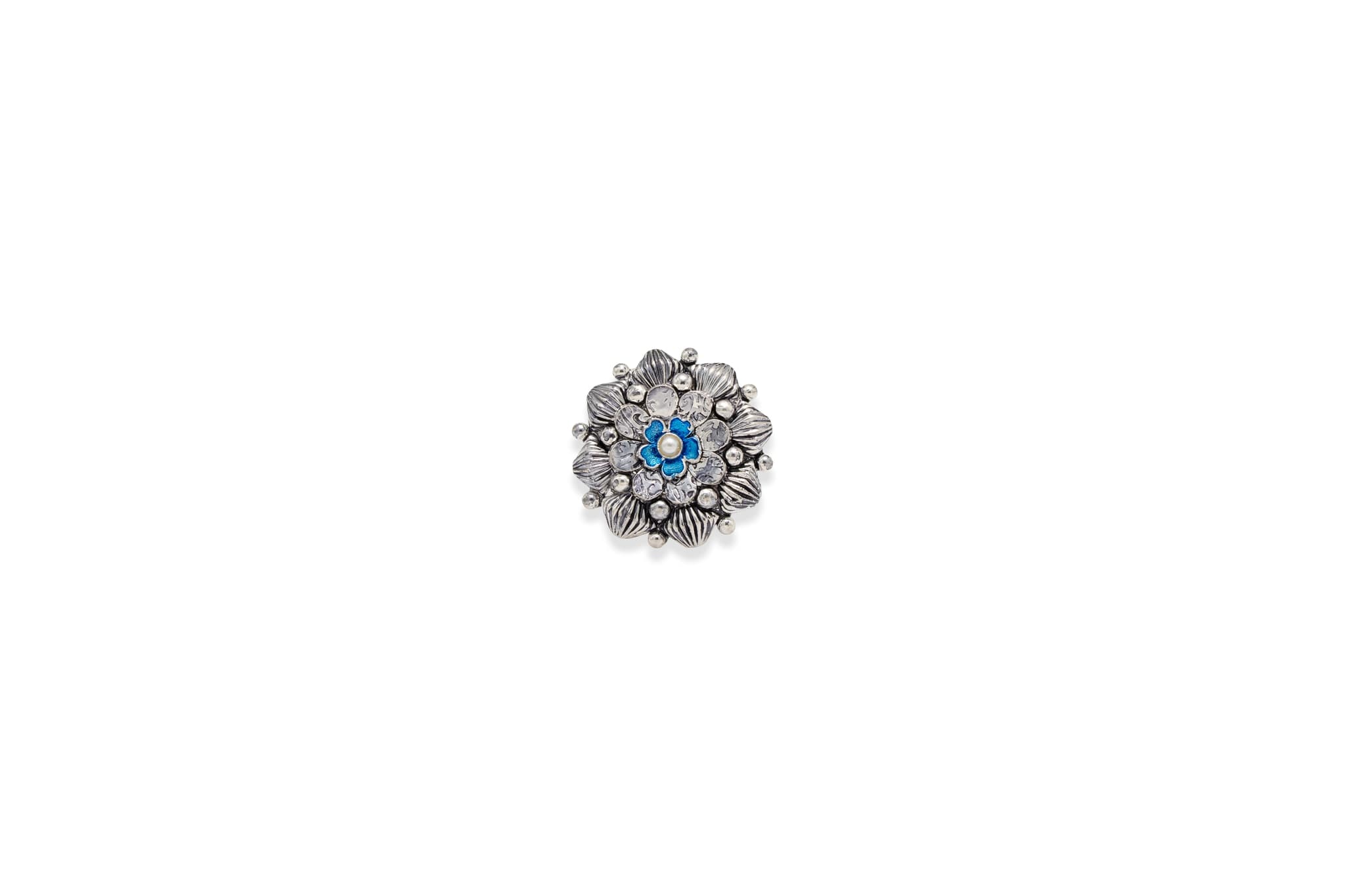 BLUE BLOSSOM PEARL SILVER RING