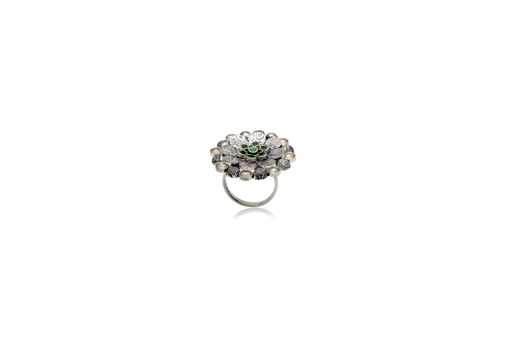 MOSS FLORET SILVER RING