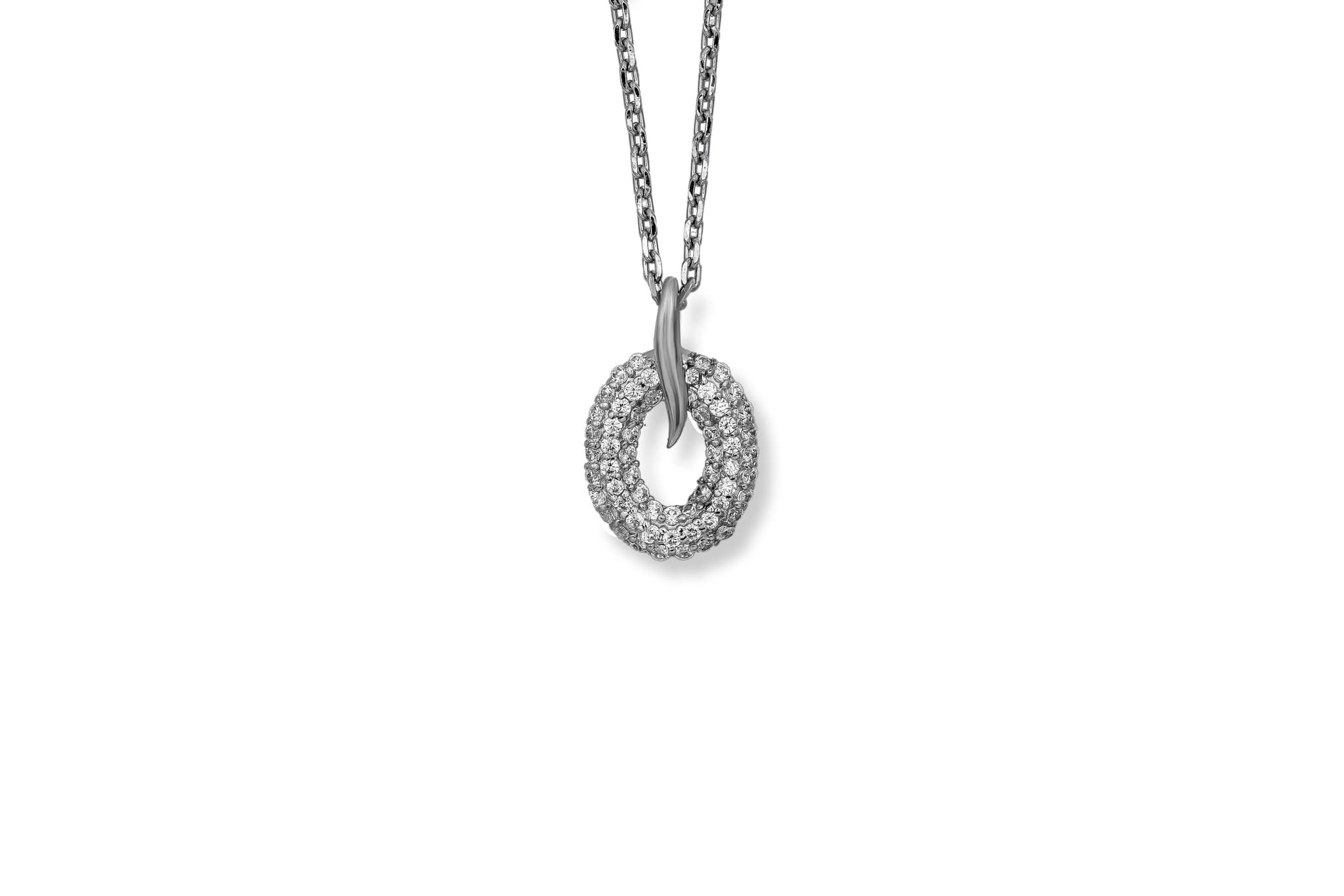 92.5 Silver Zircon Orbit Pendant
