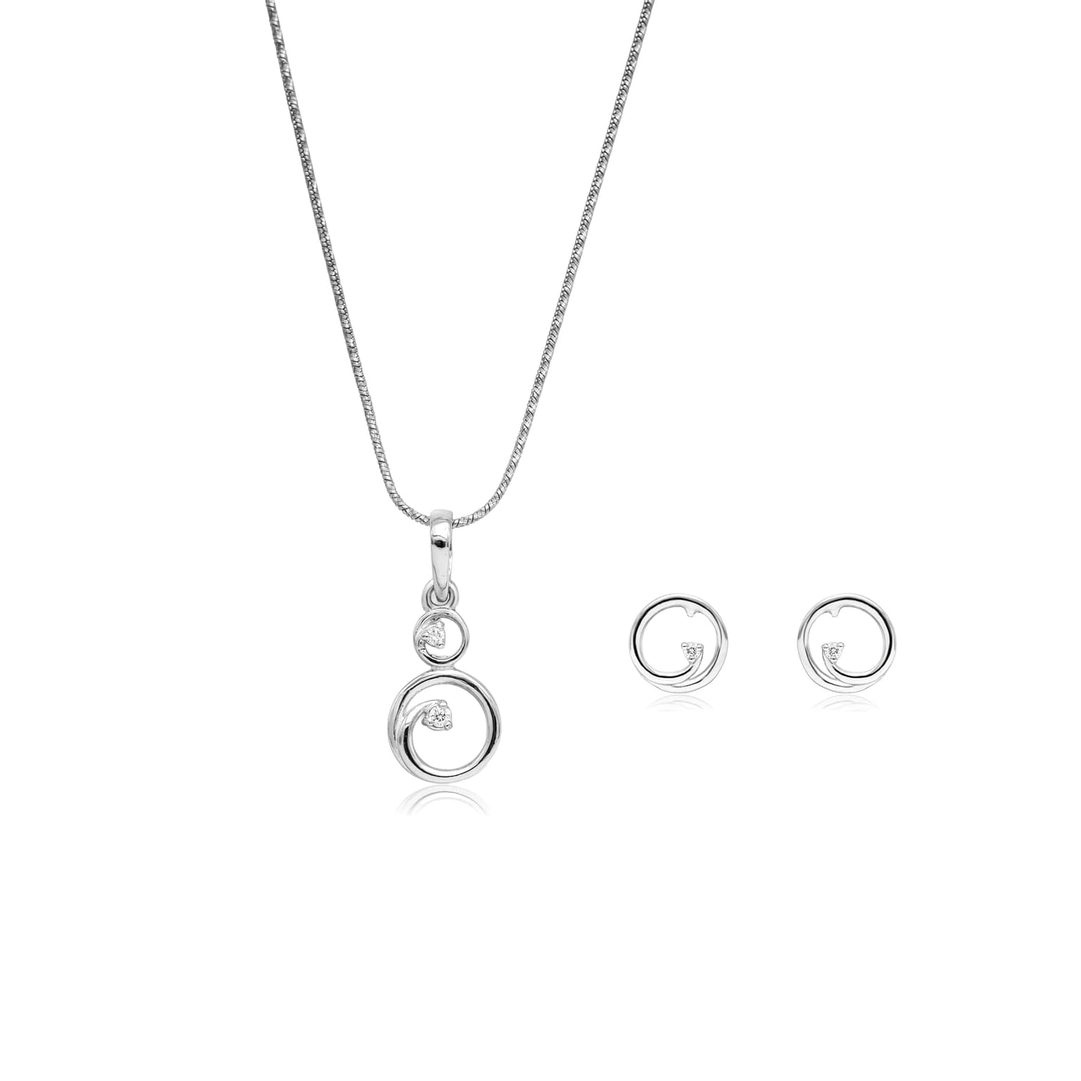 SILVER RIPPLE PENDANT SET