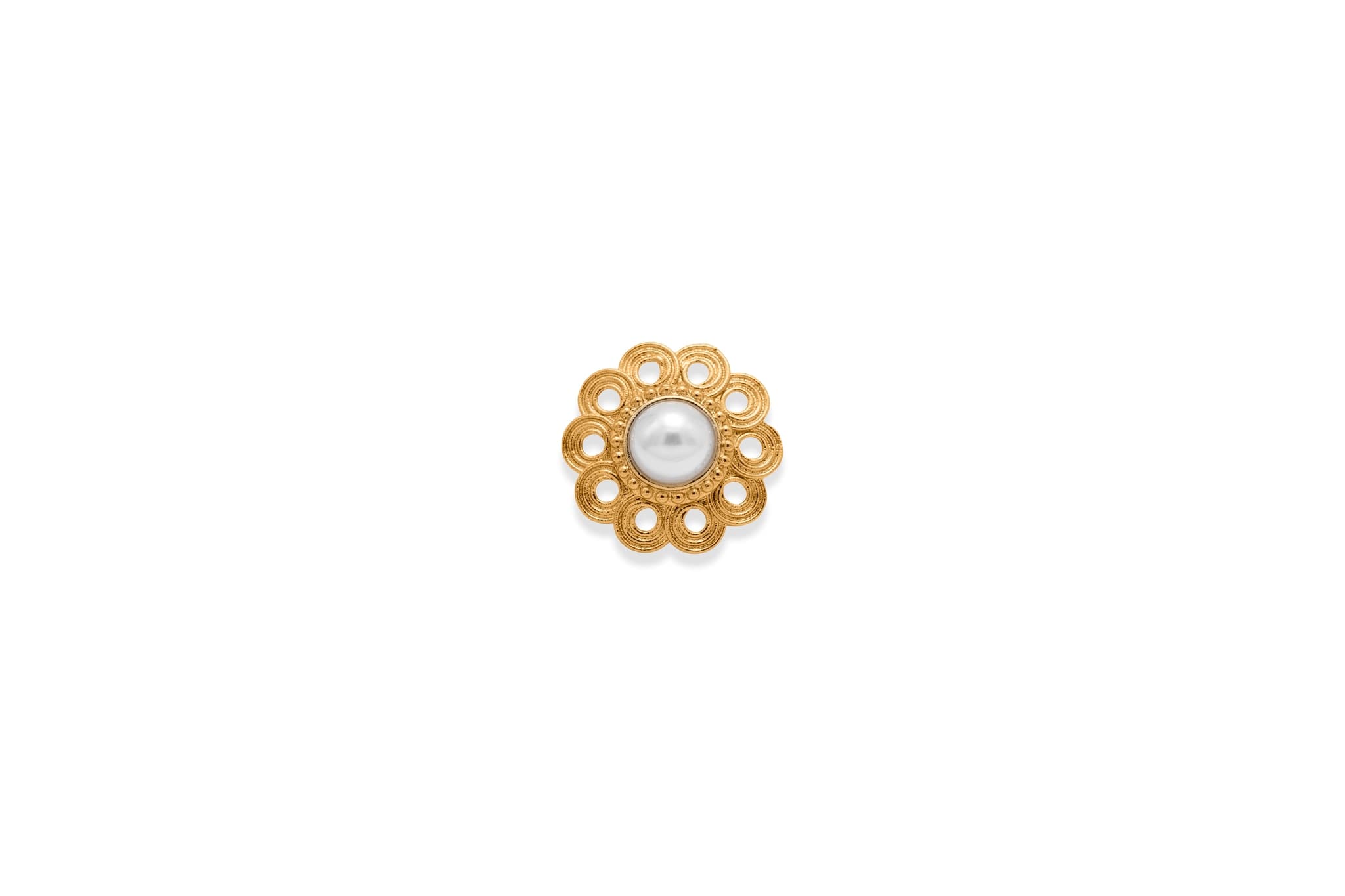 ORNATE BLOOM PEARL SILVER RING