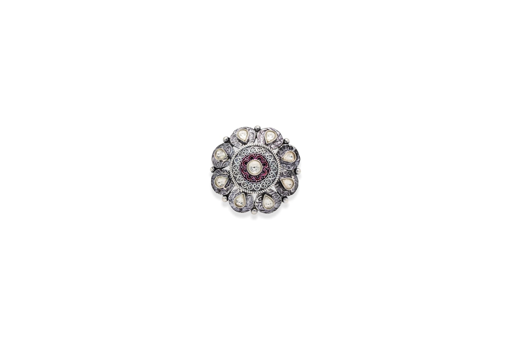 PRISTINE KUNDAN SILVER RING