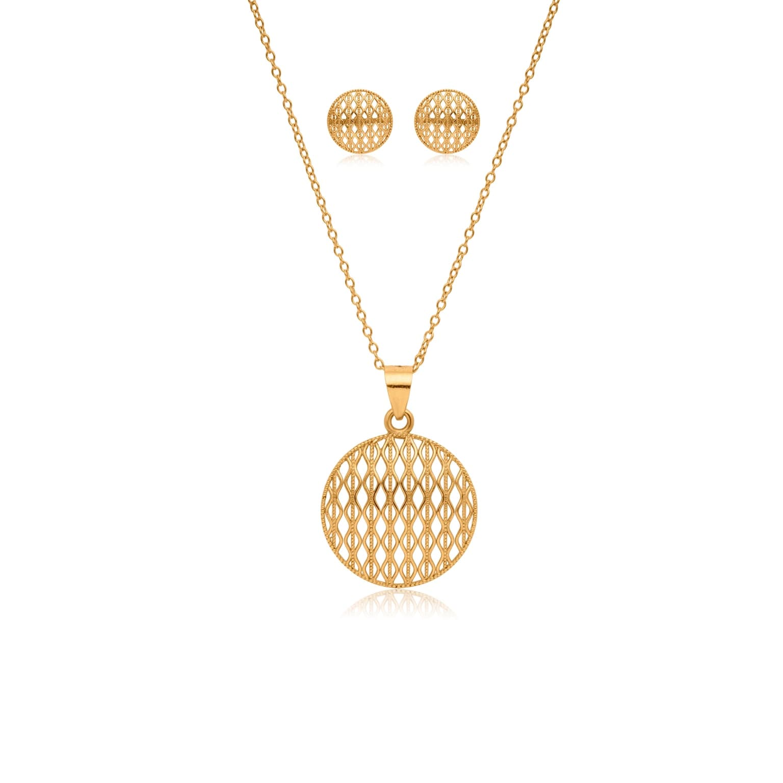 BEAUTIFUL GOLD LATTICE PENDANT SET