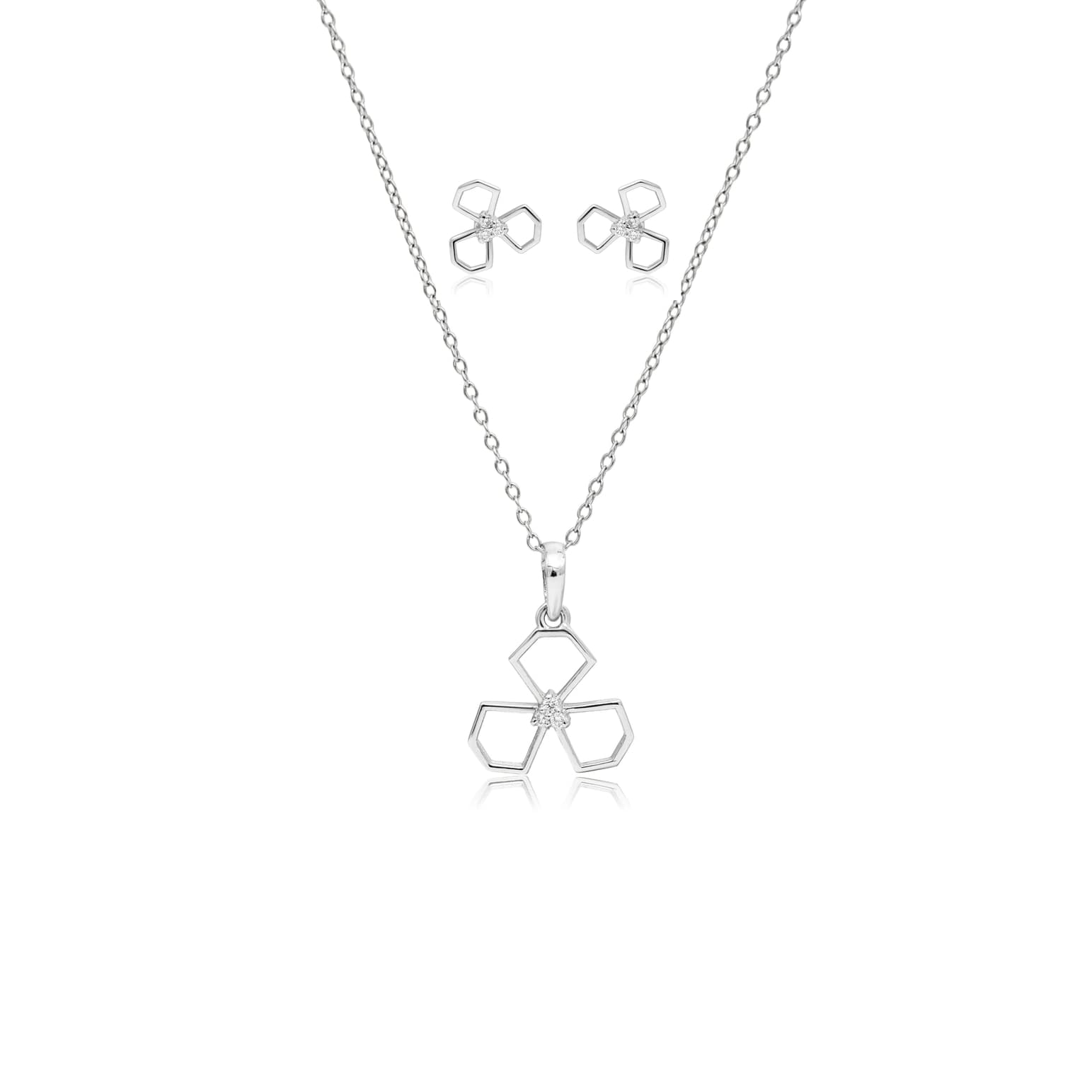 STELLAR SILVER CLOVER PENDANT SET