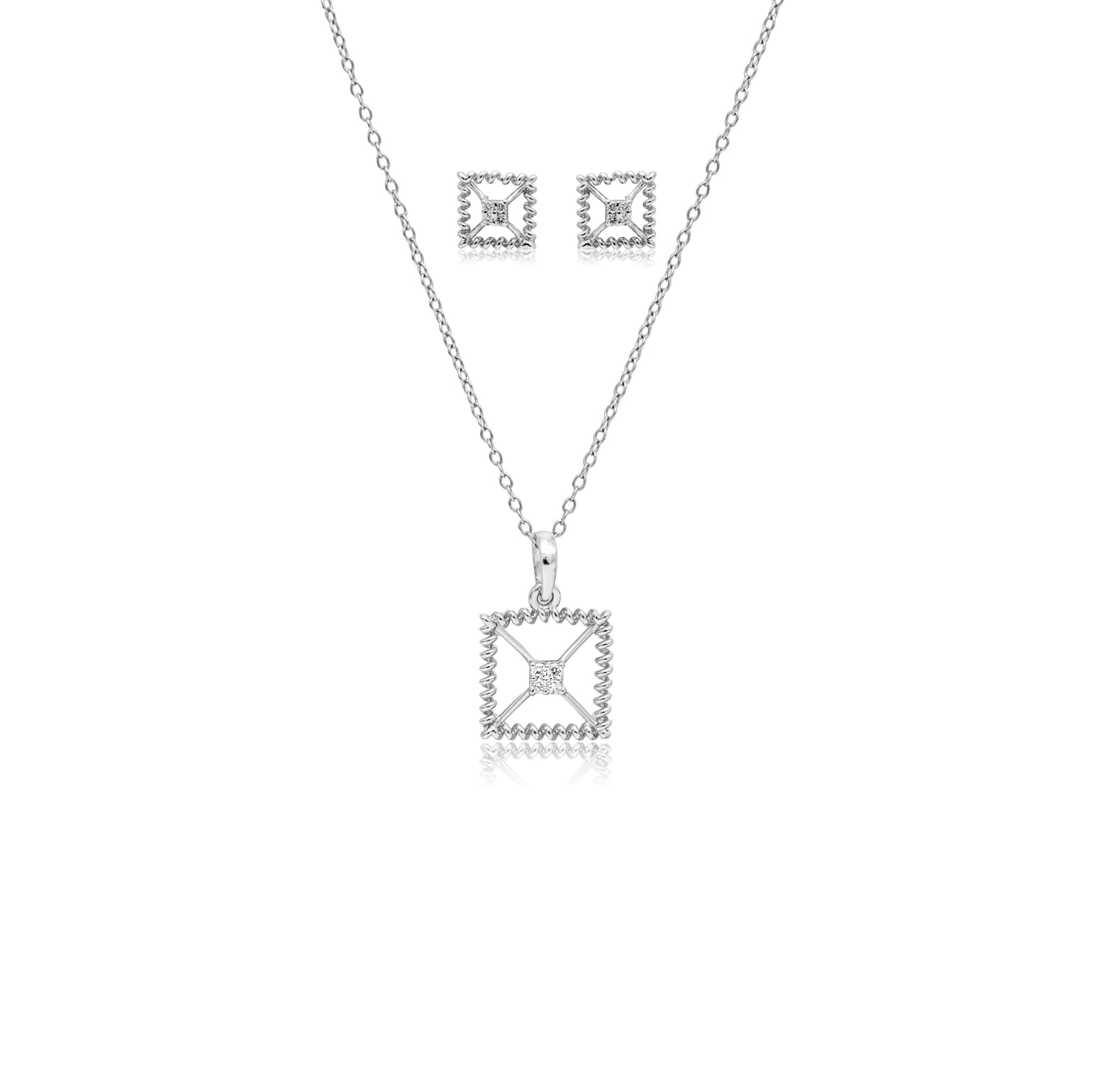 SILVER FRAME PENDANT SET