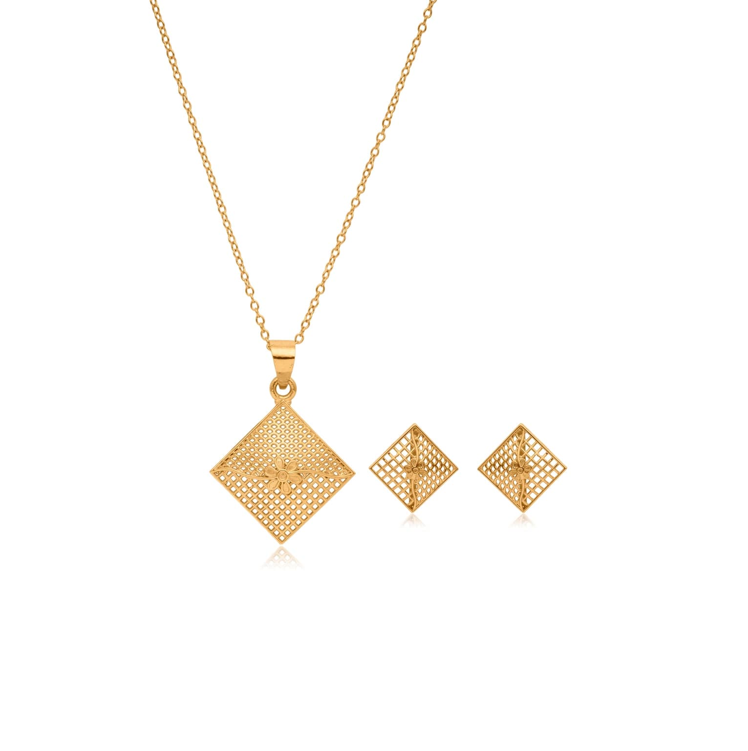 GEOMETRIC BLOOM GOLD PENDANT SET