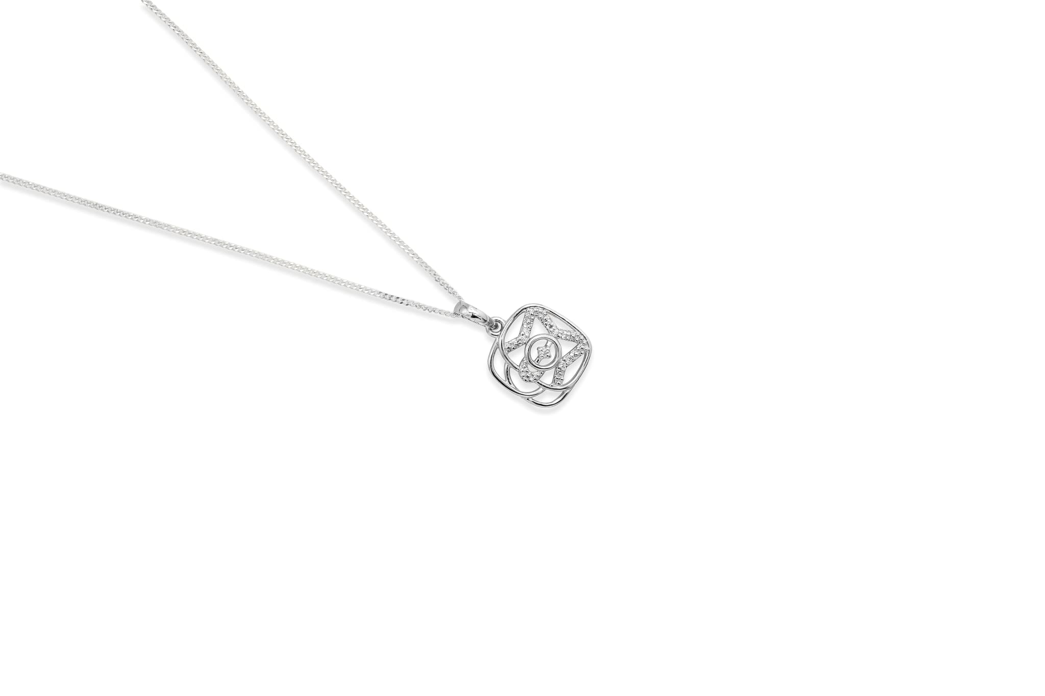 DAZZLING SQUARE SILVER PENDANT SET