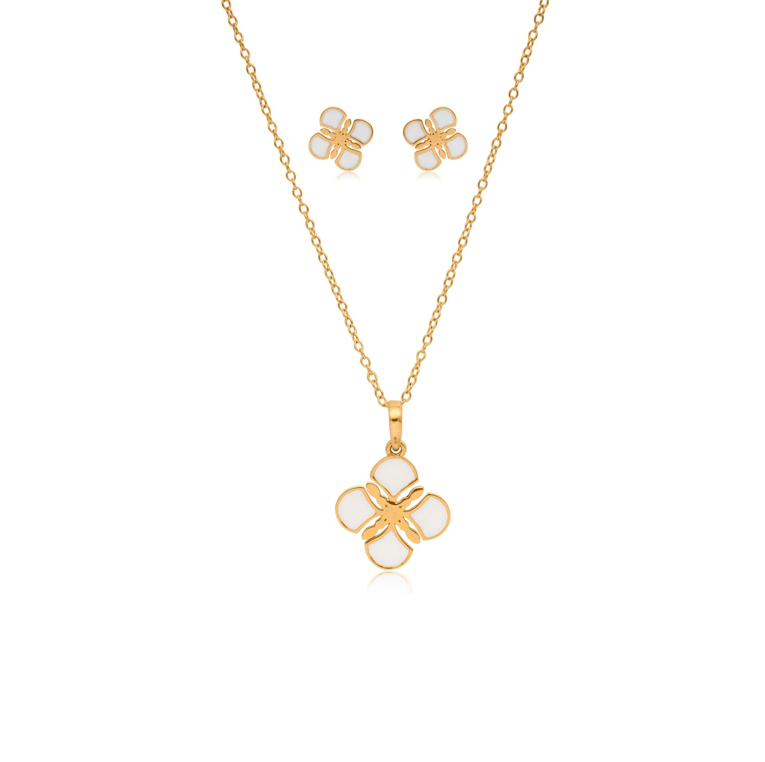 WHITE ORCHID GOLD PENDANT SET