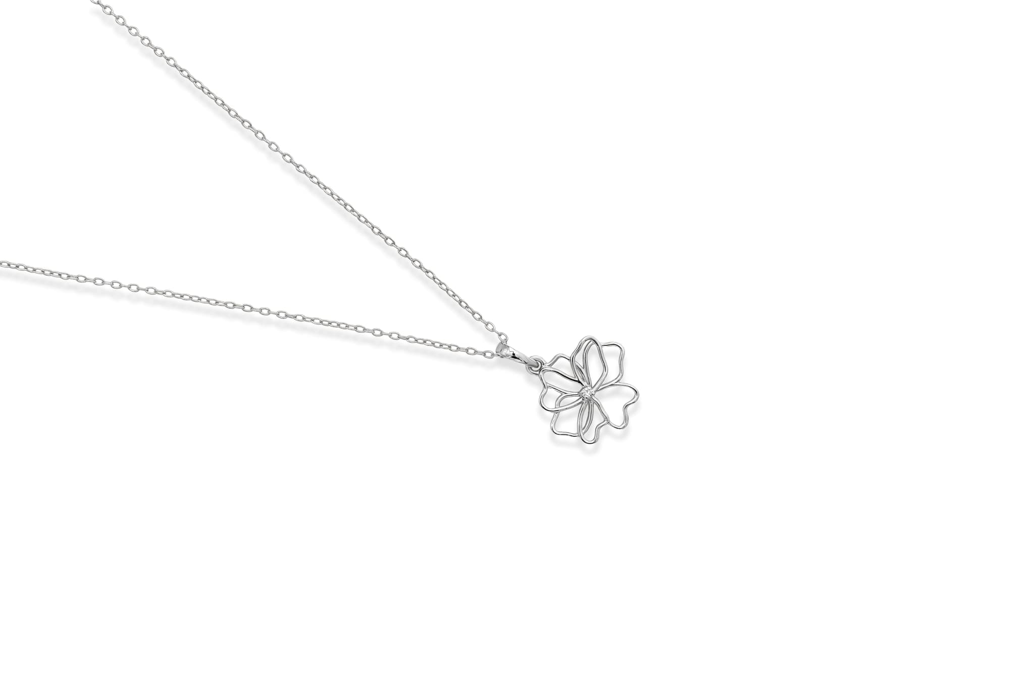 SPARKLING SILVER WILDFLOWER PENDANT SET