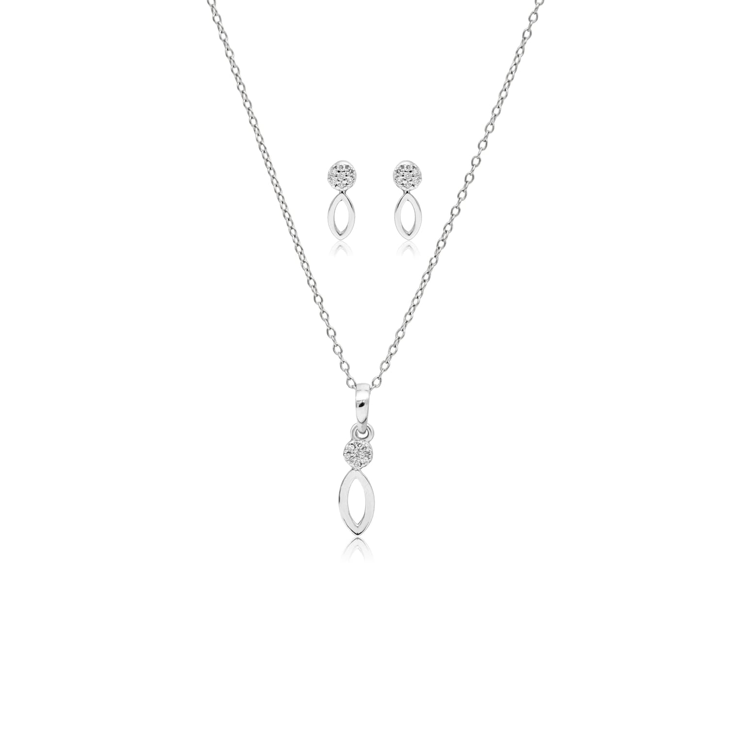 SHIMMERING SILVER LEAFLET PENDANT SET