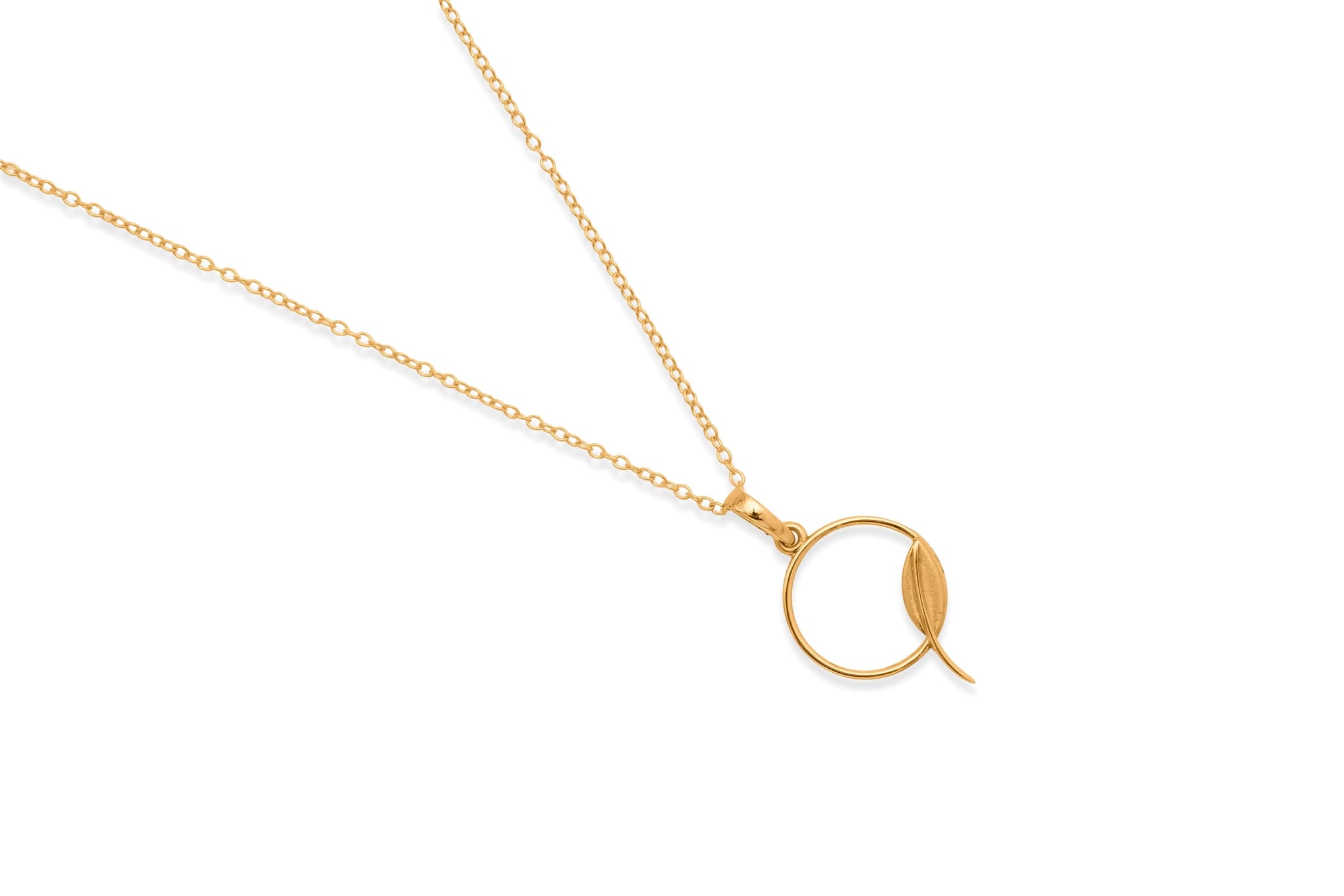 LEAF AND ORBIT GOLD PENDANT SET