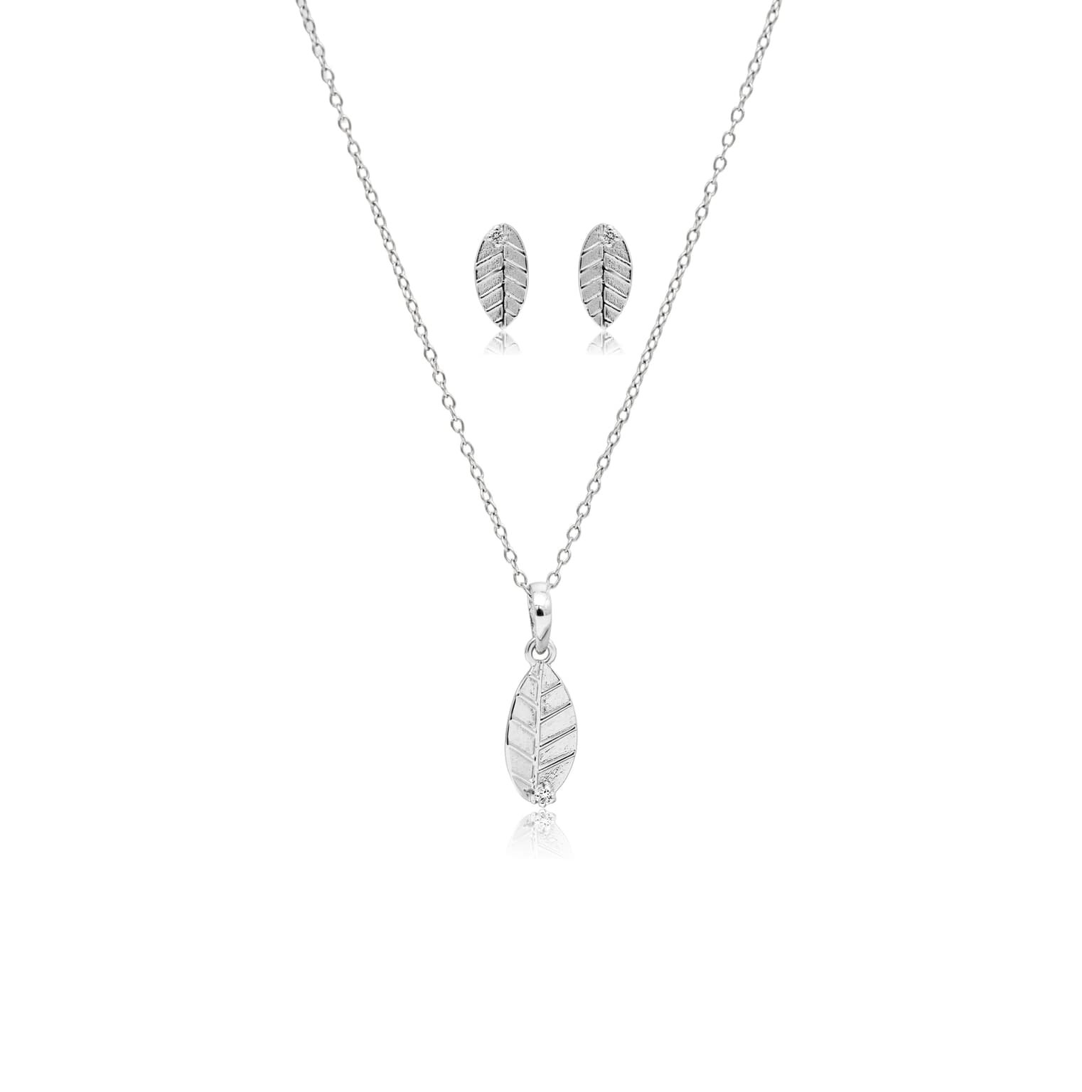 GLINTING SILVER LEAF PENDANT SET