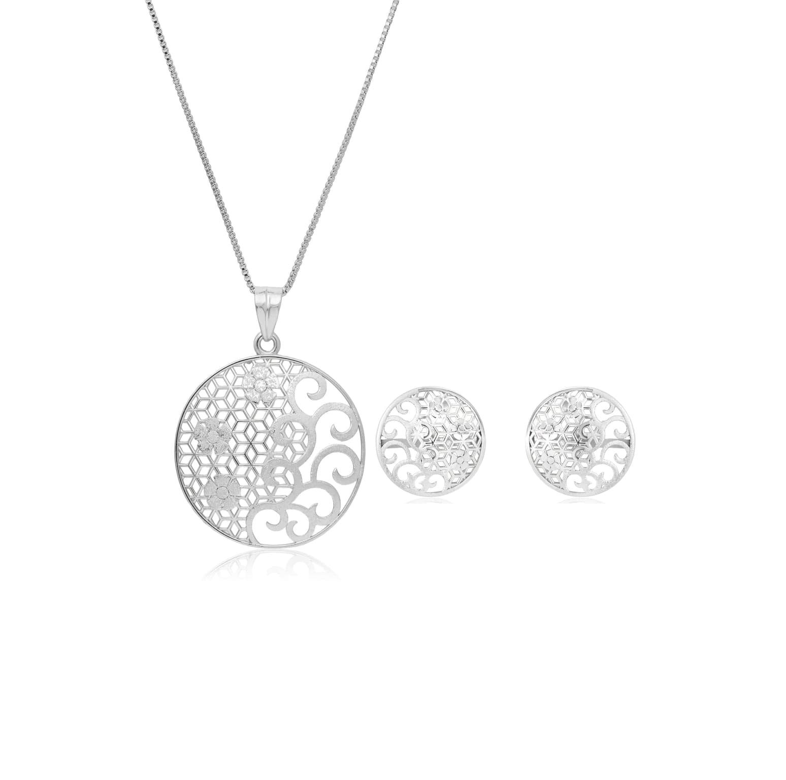 STRUCTURE AND SWIRL SILVER PENDANT SET