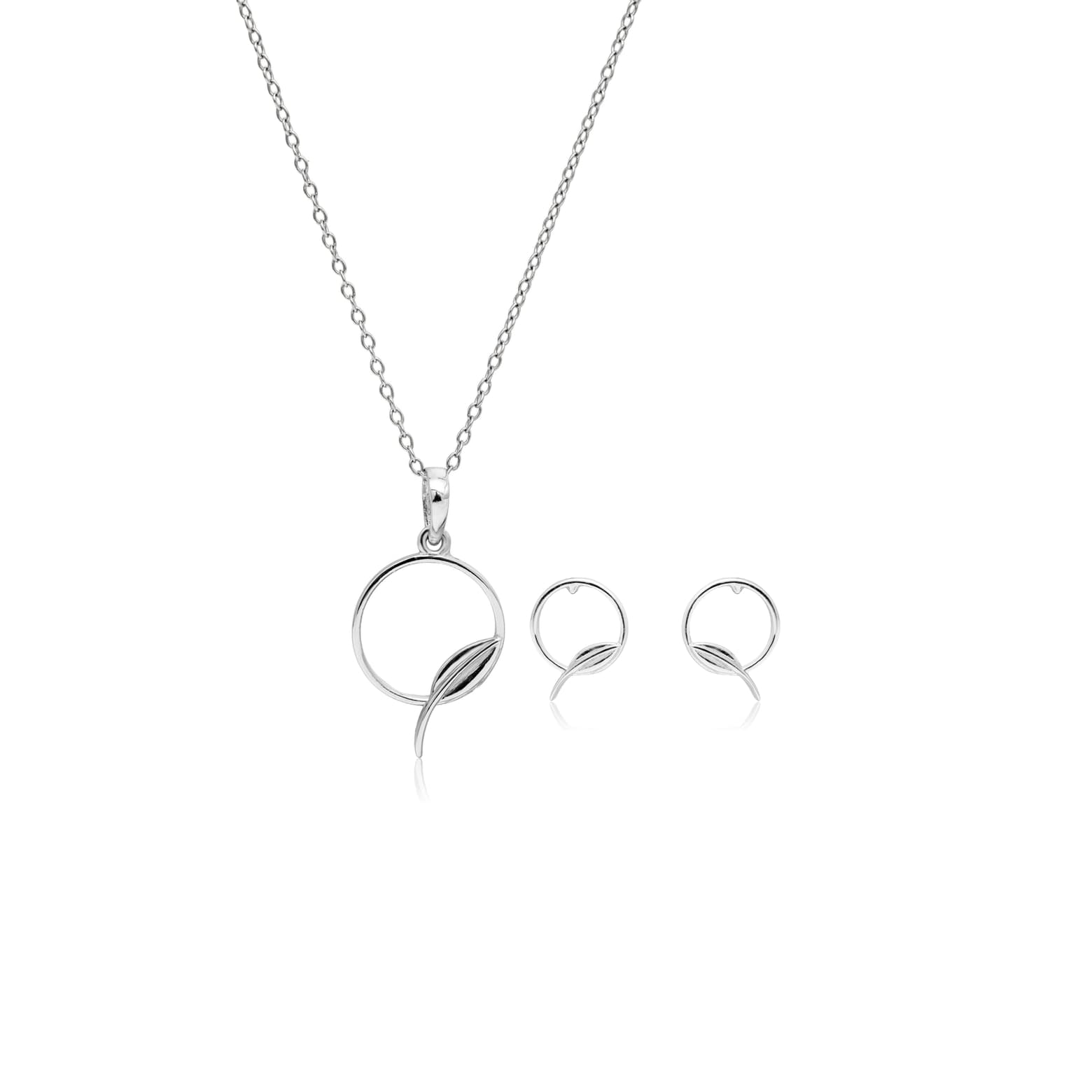 SERENE SILVER LEAF HALO PENDANT SET