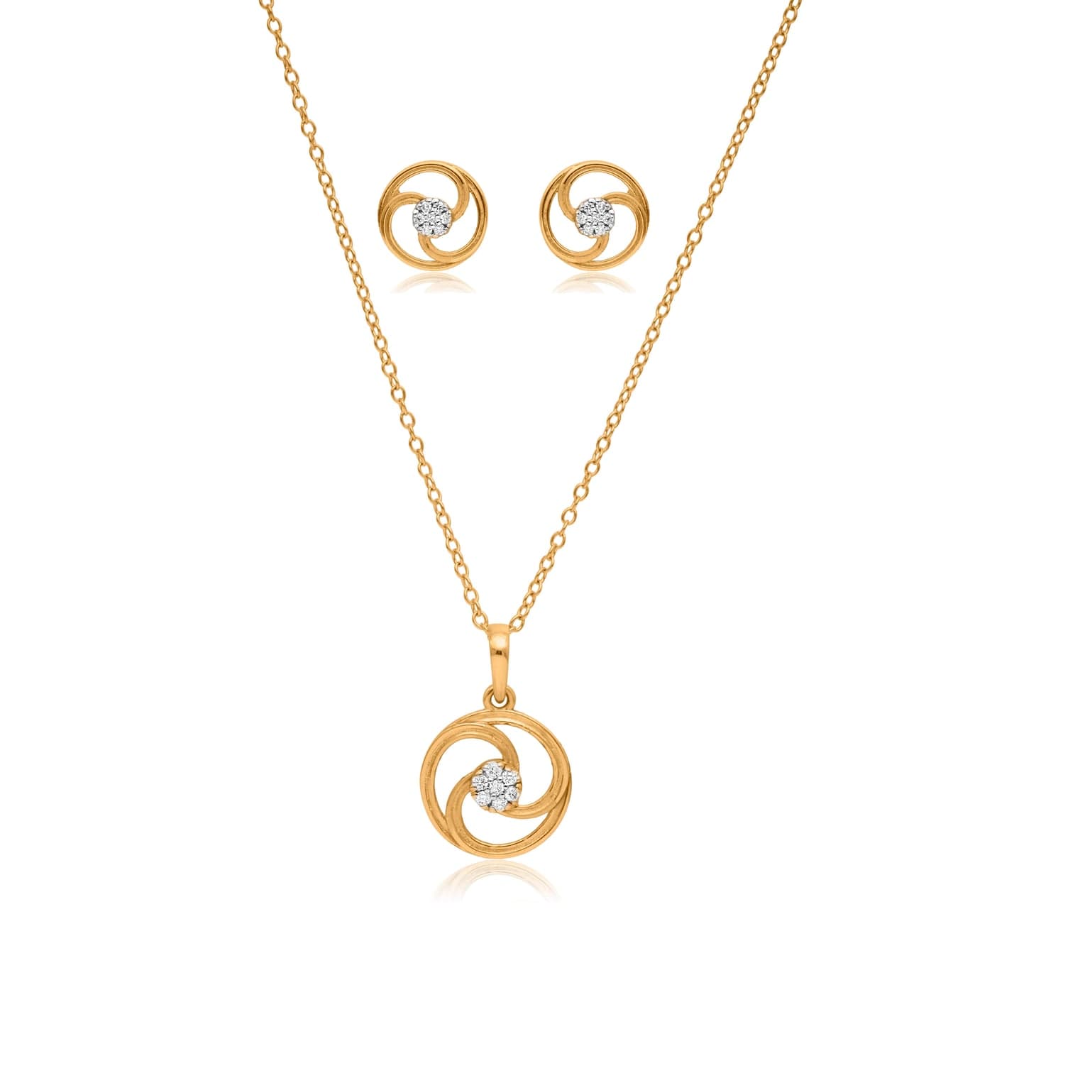MINIMAL SWIRL DIAMOND PENDANT SET