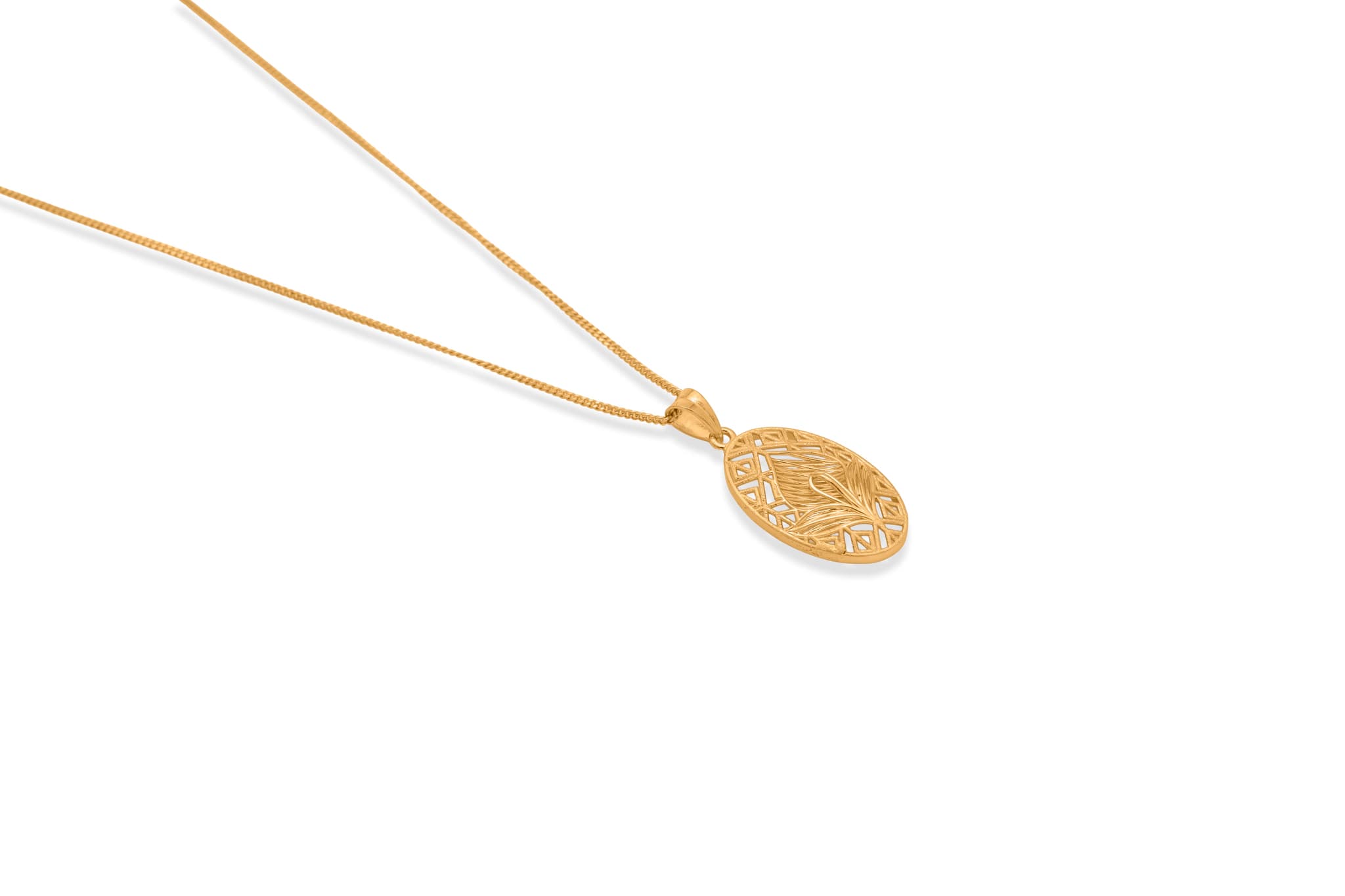 OVAL FOLIAGE SILVER PENDANT SET