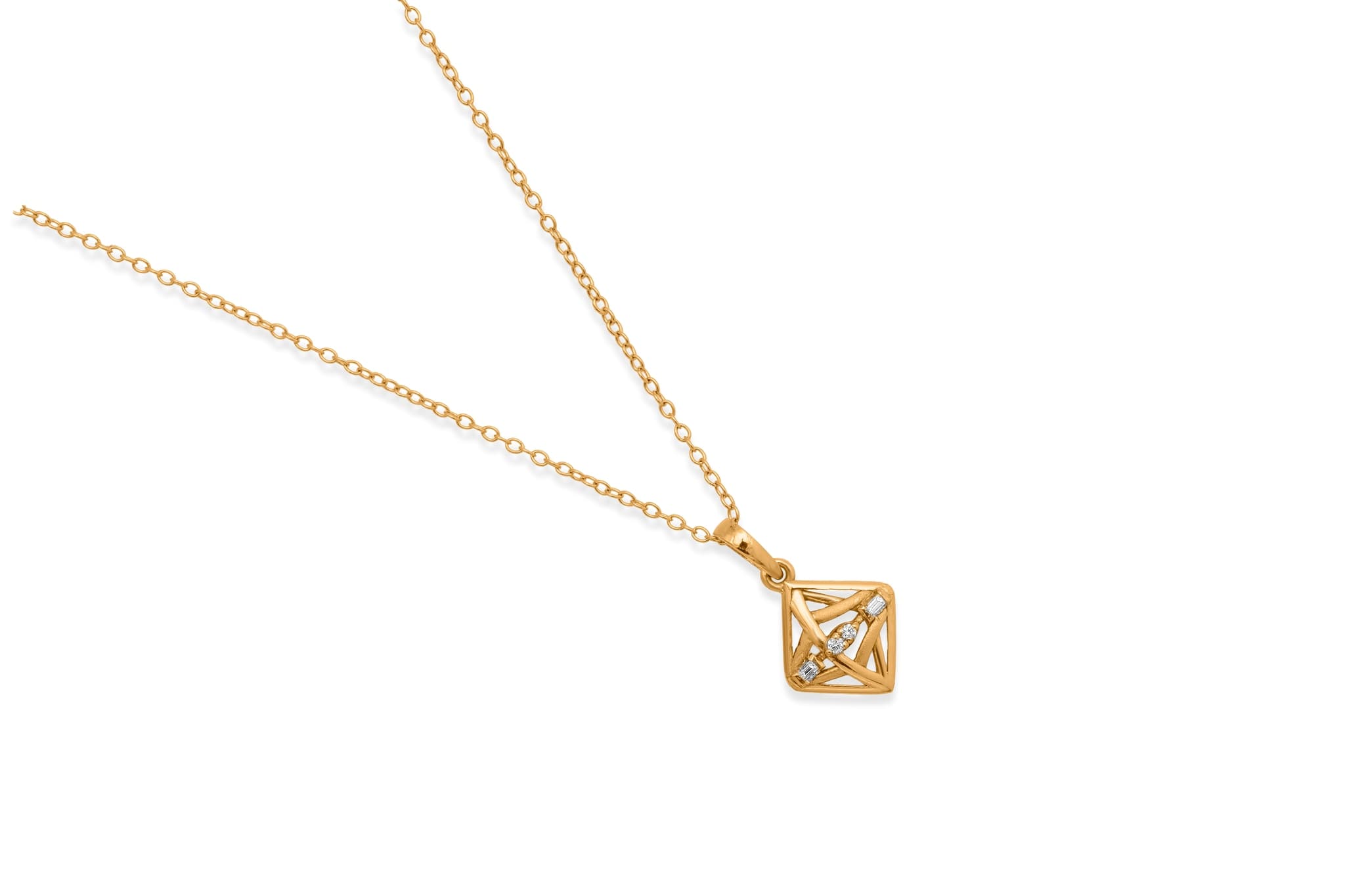 GEOMETRIC RADIANCE 14K GOLD PENDANT SET